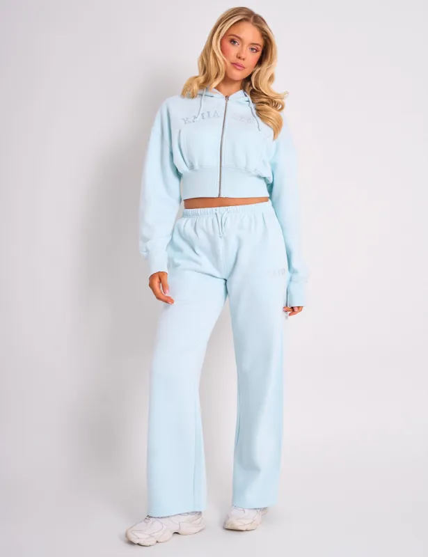 Kaiia Logo Wide Leg Joggers Light Blue sold by Public Desire