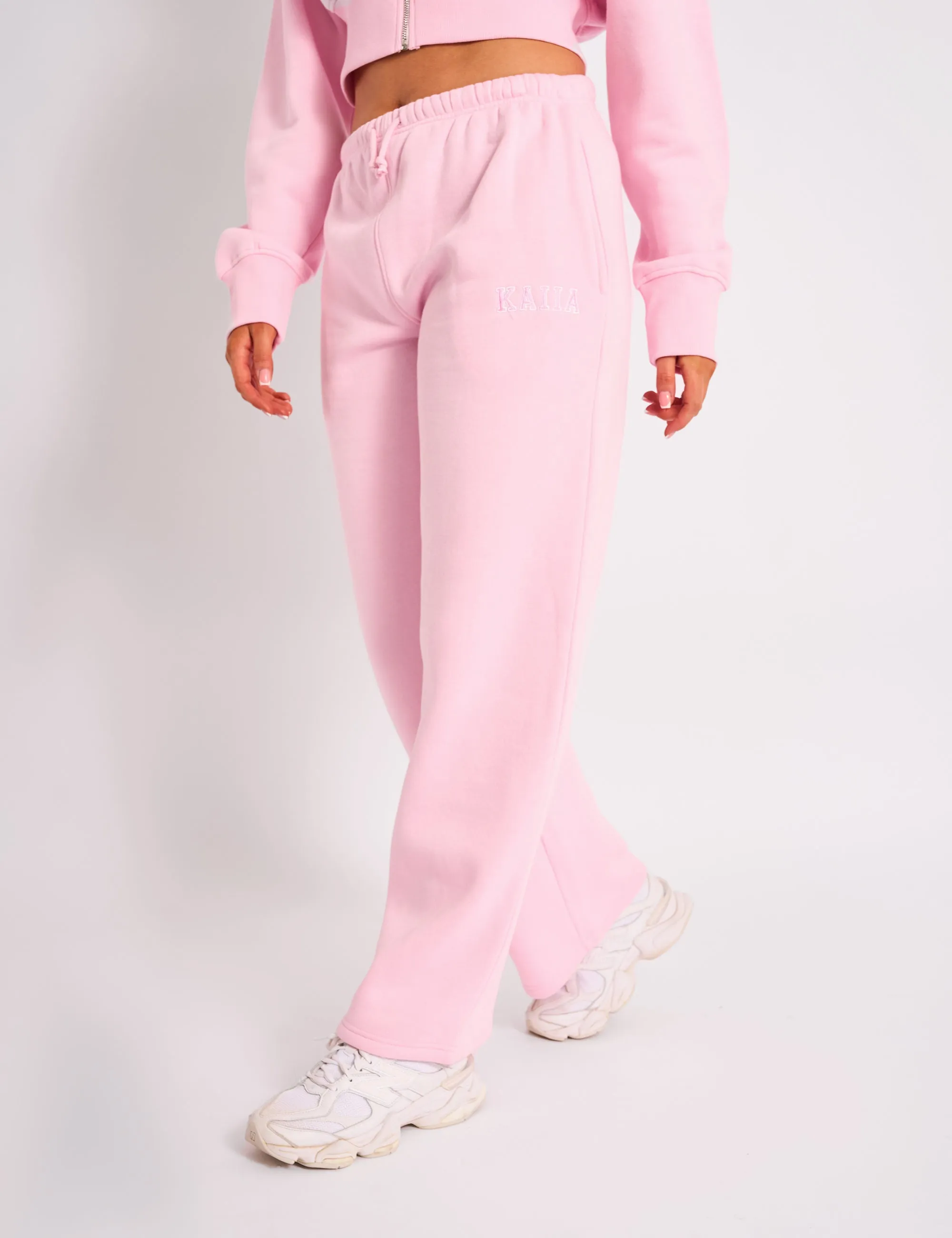 Kaiia Logo Wide Leg Joggers Light Pink sold by Public Desire product image thumbnail 2