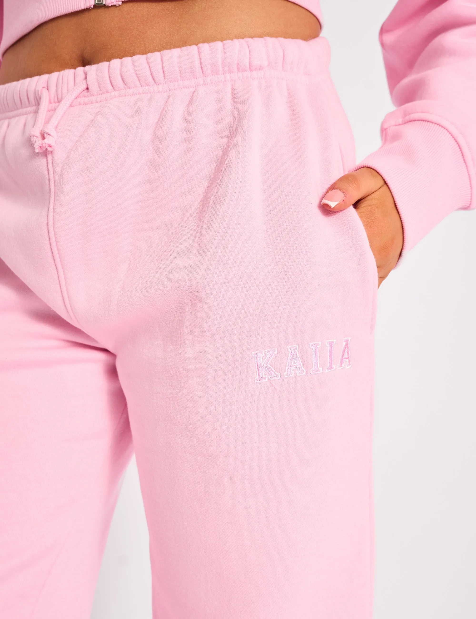 Kaiia Logo Wide Leg Joggers Light Pink sold by Public Desire product image thumbnail 4