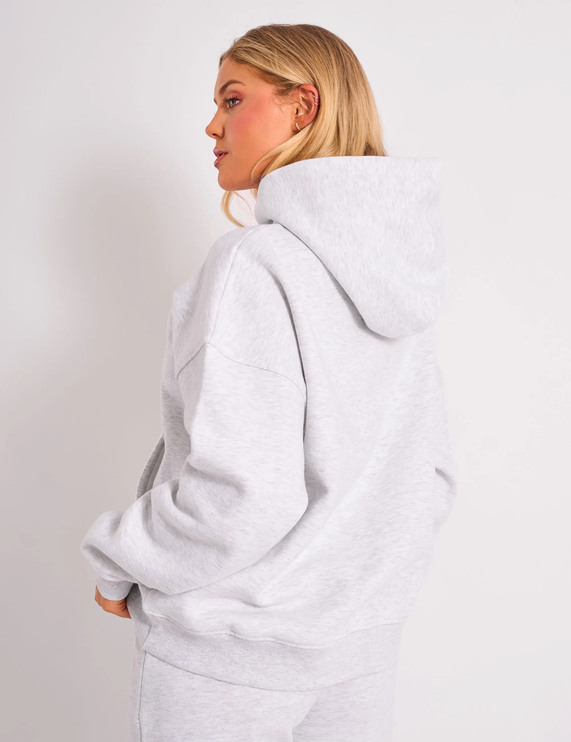 Kaiia Studio Borg Bubble Logo Oversized Hoodie Grey Marl & Pink sold by Public Desire product image thumbnail 2