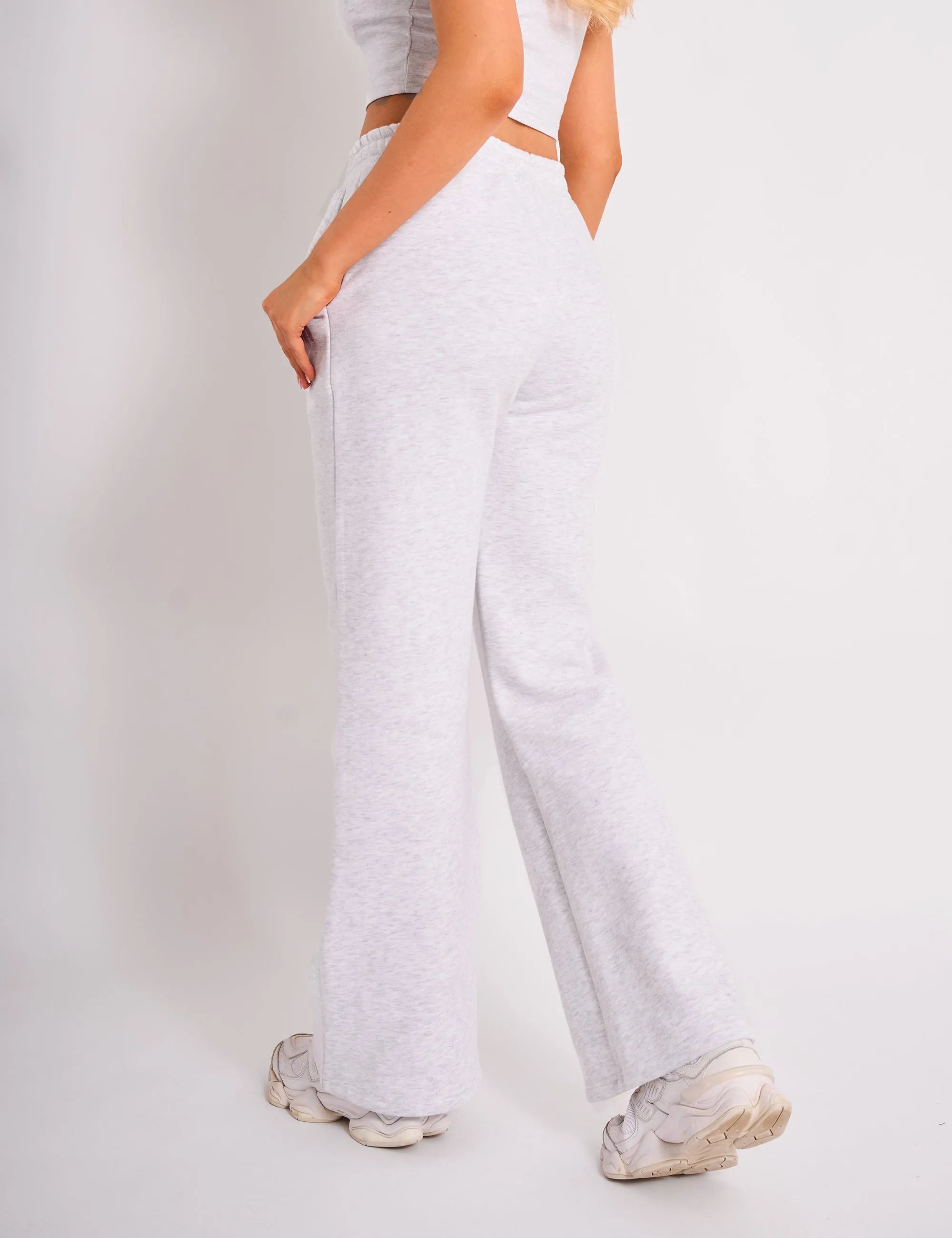 Kaiia Bubble Logo Wide Leg Joggers Grey Marl & Pink sold by Public Desire product image thumbnail 3