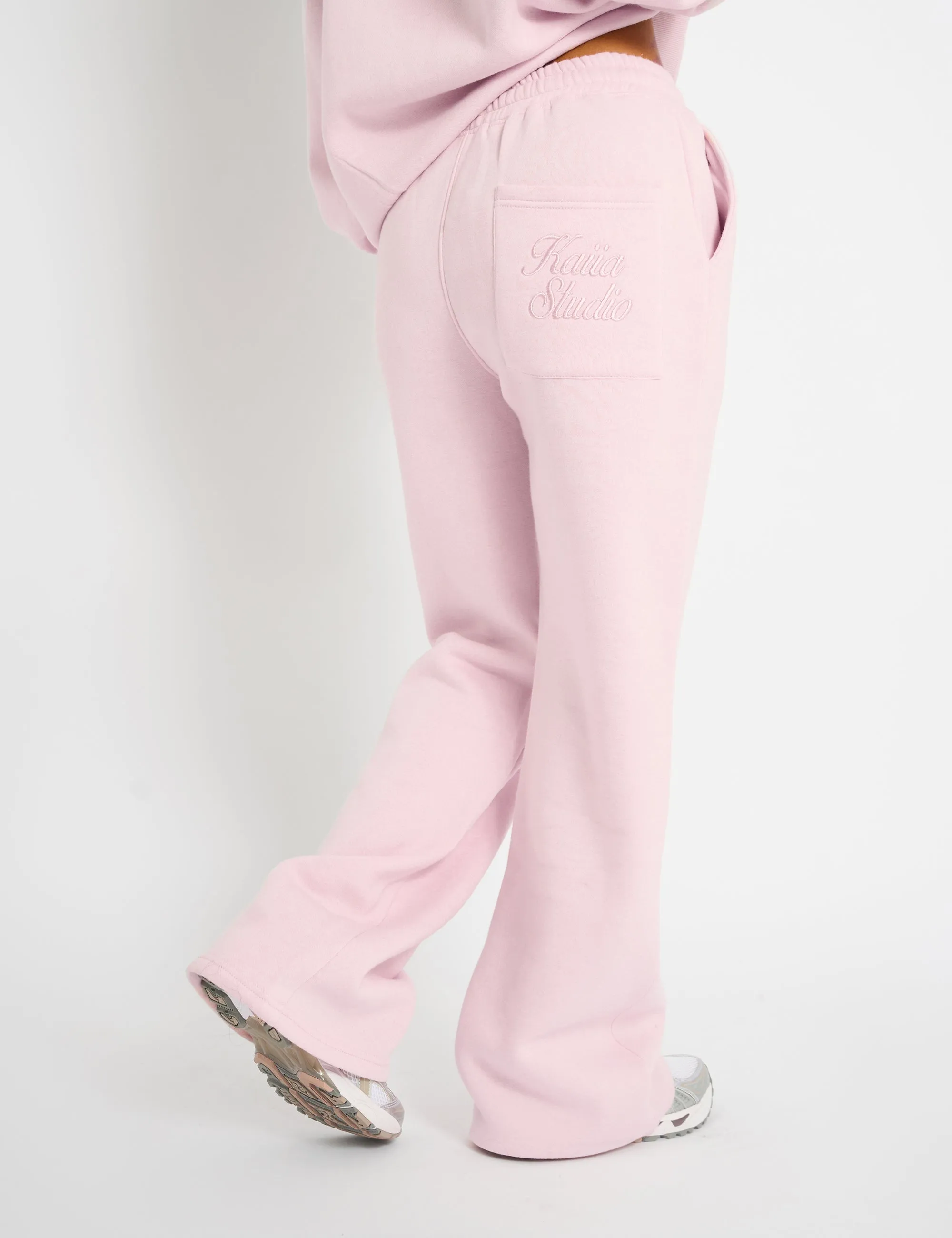 Kaiia Studio Script Logo Wide Leg Joggers Pink Chai sold by Public Desire product image thumbnail 3