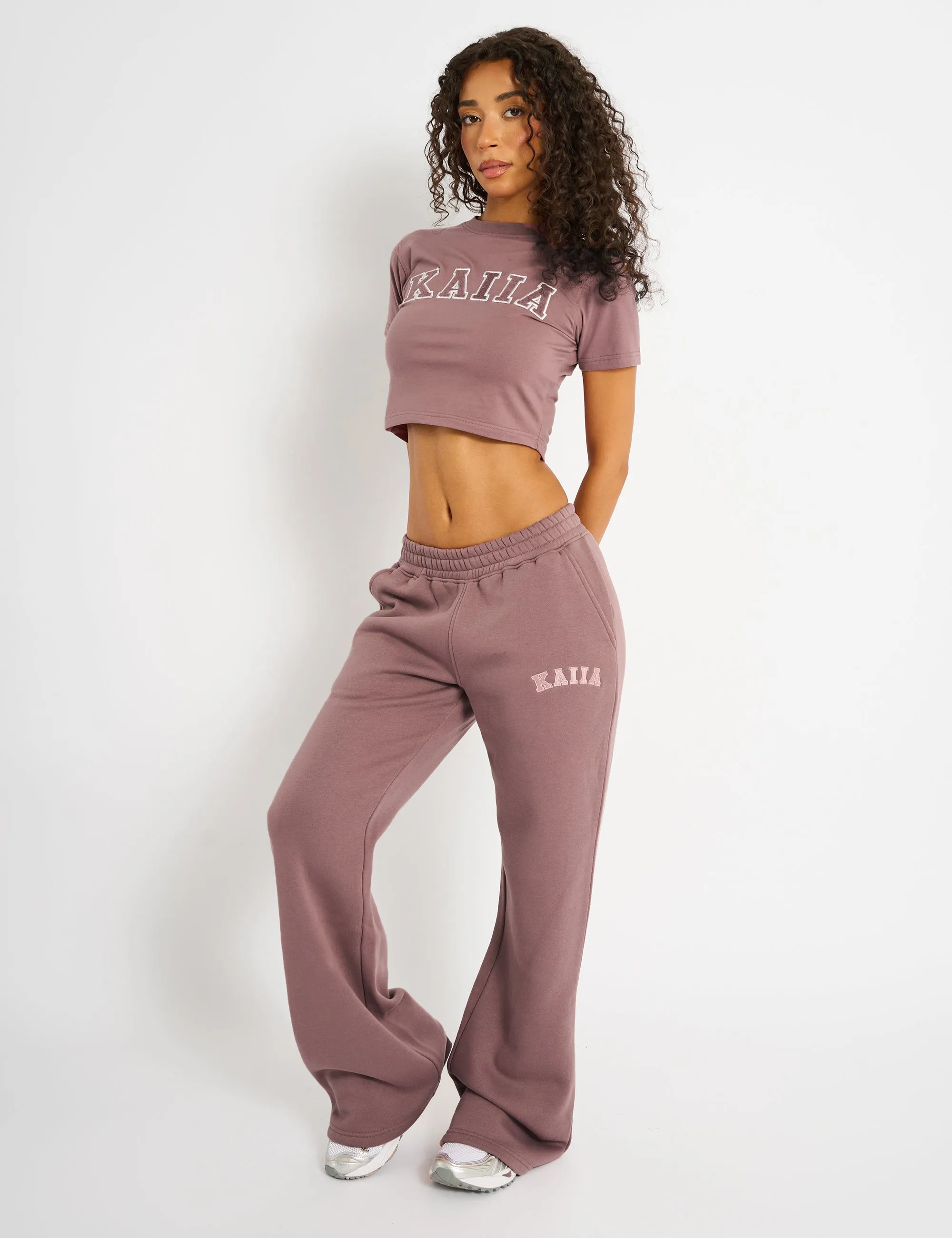 Kaiia Logo Wide Leg Joggers Rose sold by Public Desire