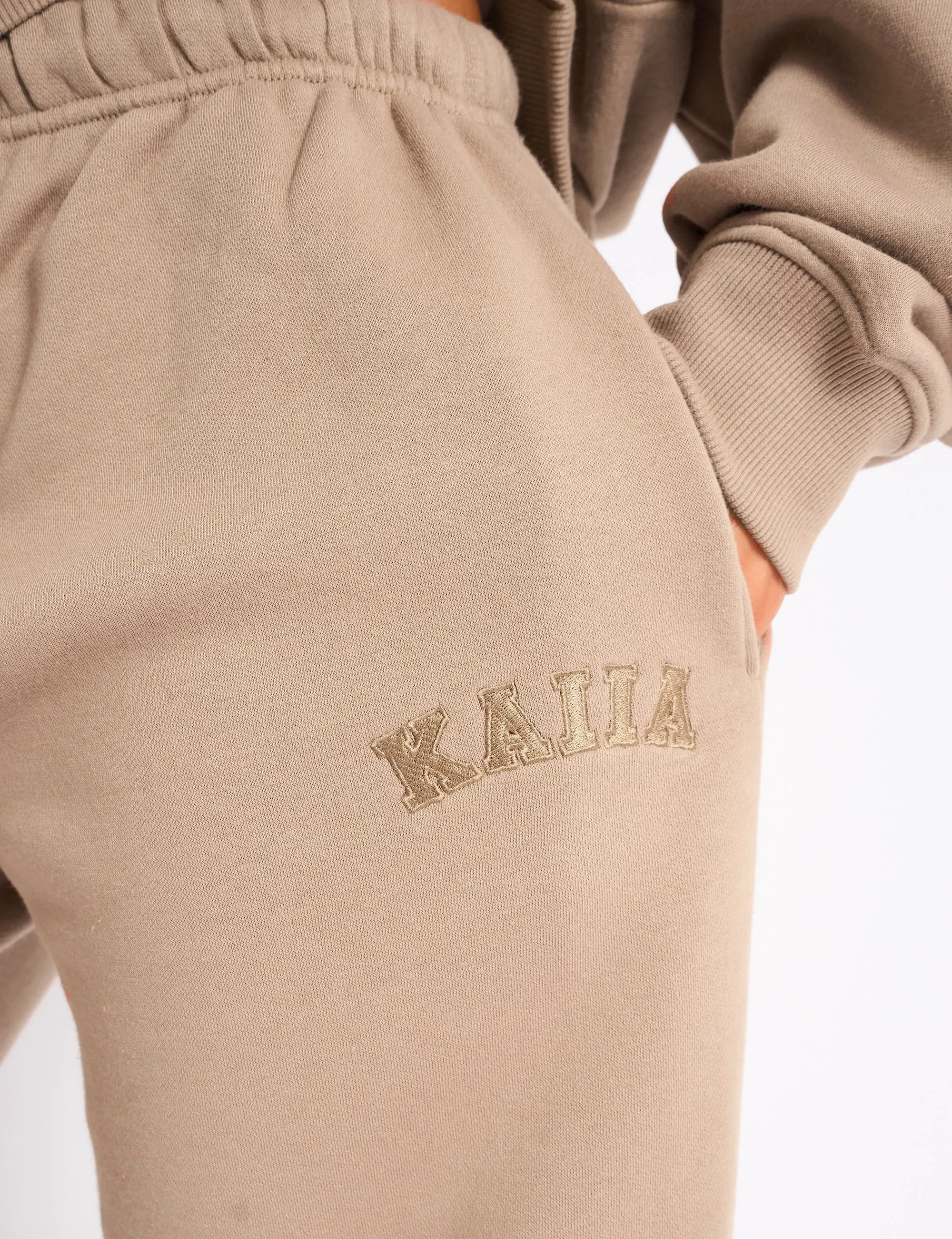 Kaiia Logo Wide Leg Joggers Latte sold by Public Desire product image thumbnail 4