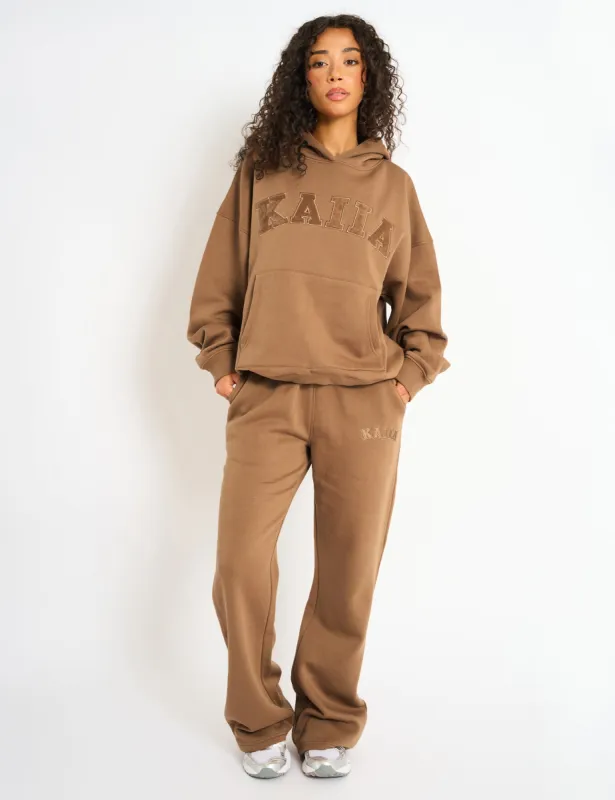 Kaiia Logo Wide Leg Joggers Gingerbread sold by Public Desire
