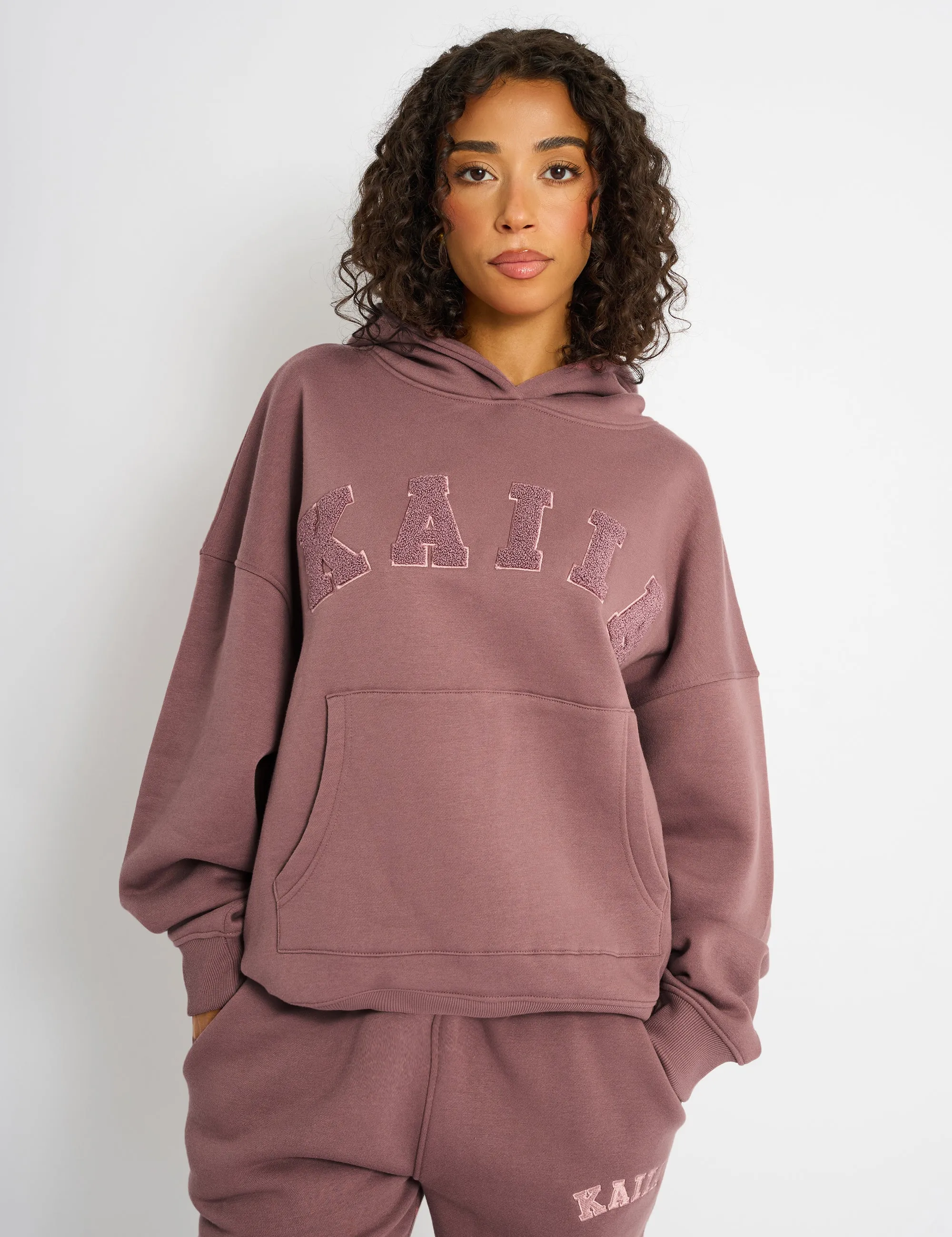 Kaiia Borg Slogan Oversized Hoodie Rose sold by Public Desire