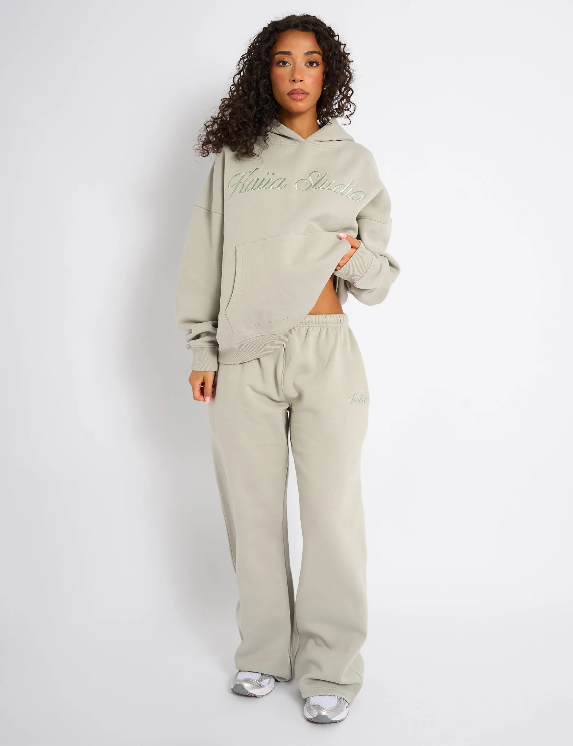 Kaiia Studio Script Logo Oversized Hoodie Matcha sold by Public Desire product image thumbnail 4