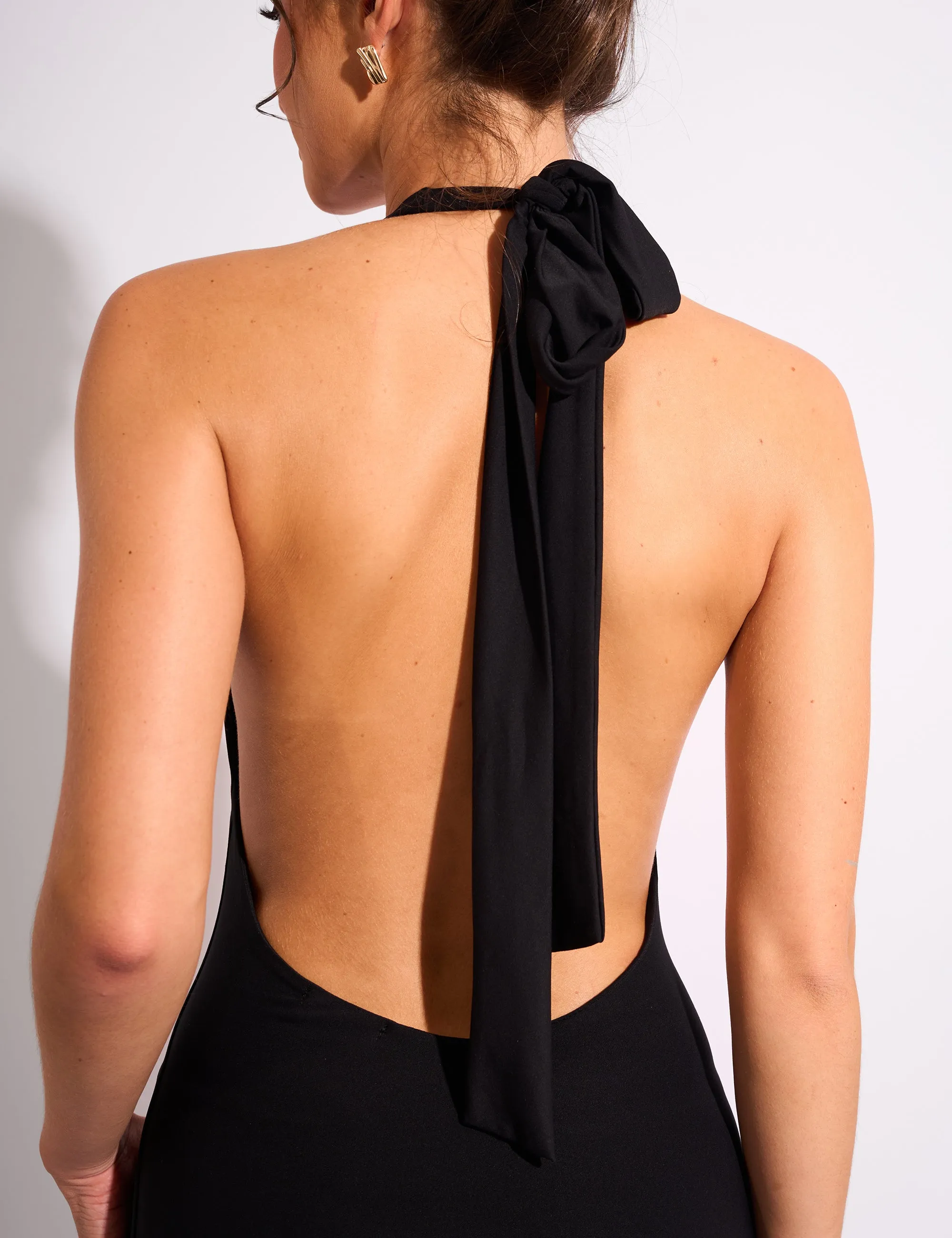 Tie Back Luxe Slinky Maxi Dress Black sold by Public Desire product image thumbnail 4