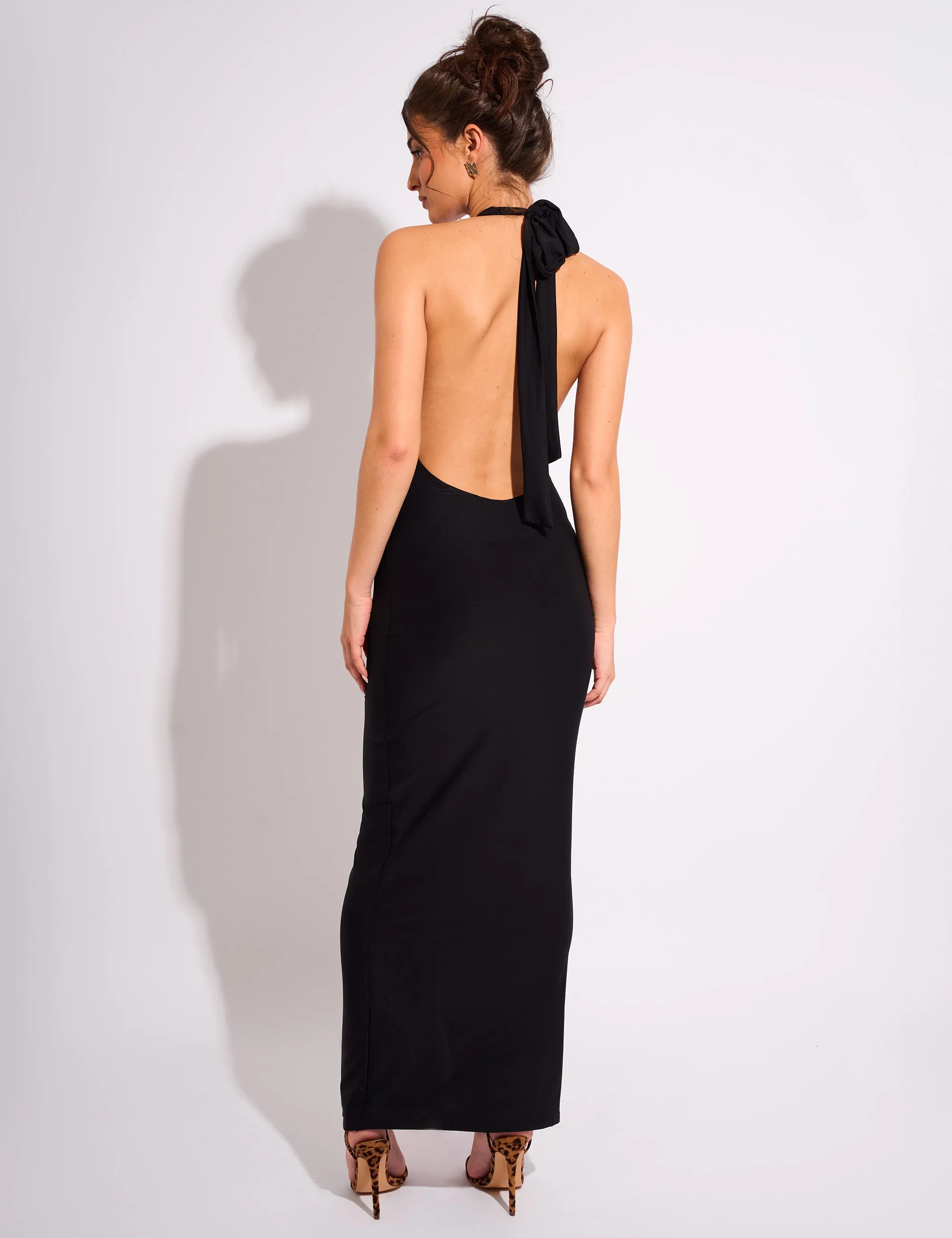 Tie Back Luxe Slinky Maxi Dress Black sold by Public Desire product image thumbnail 3