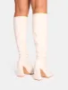 Audrina White Pu Block Heel Knee High Sock Boots sold by Public Desire