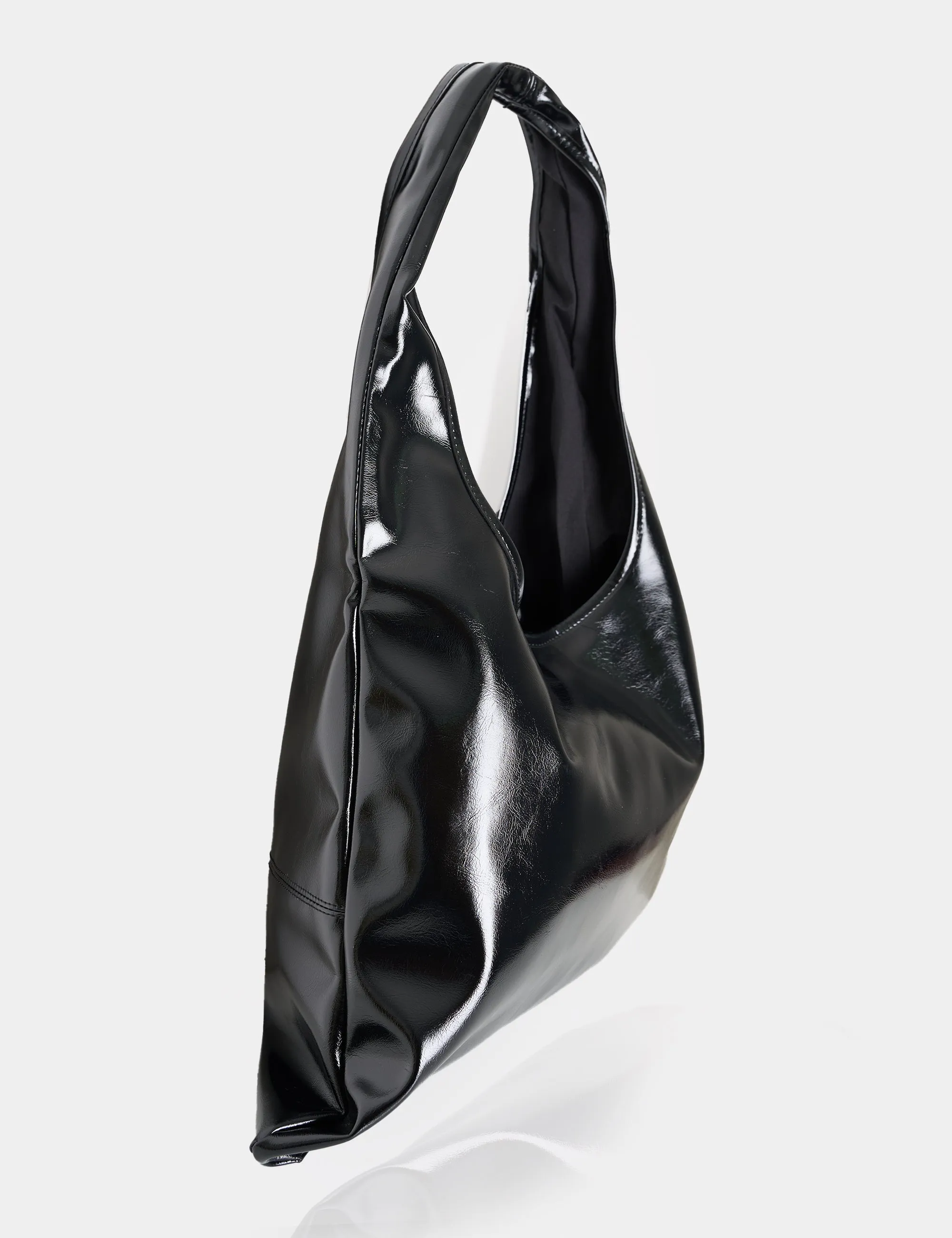 The Shadow Black Patent Slouchy Hobo Tote Bag sold by Public Desire product image thumbnail 2