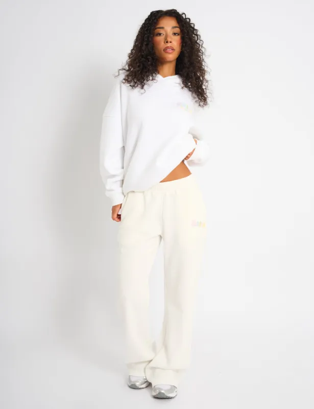 Kaiia Bubble Wide Leg Joggers Off White & Rainbow sold by Public Desire