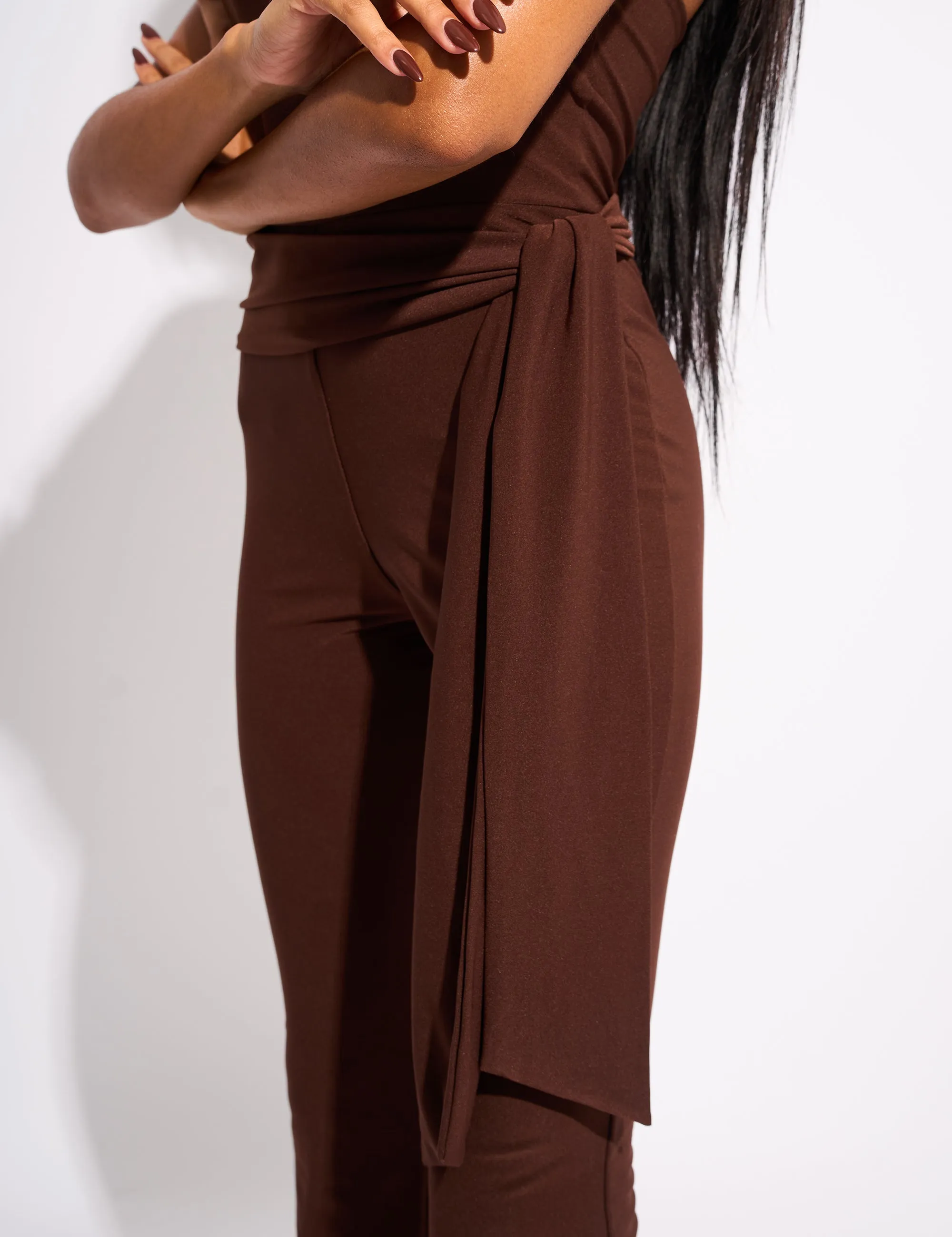 Tie Back Belted Jumpsuit Chocolate sold by Public Desire product image thumbnail 4