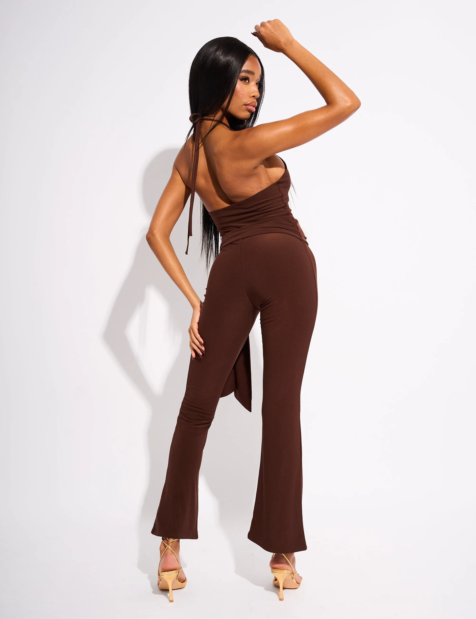 Tie Back Belted Jumpsuit Chocolate sold by Public Desire product image thumbnail 3