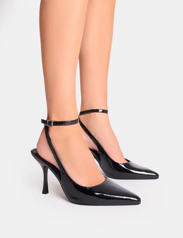 Sweet Talk Black Ankle Strap Court Heels sold by Public Desire