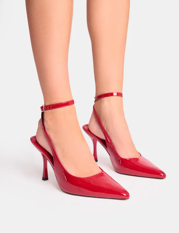 Sweet Talk Red Ankle Strap Court Heels sold by Public Desire