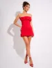 Ruffle Hem Mini Skirt Co Ord Red sold by Public Desire