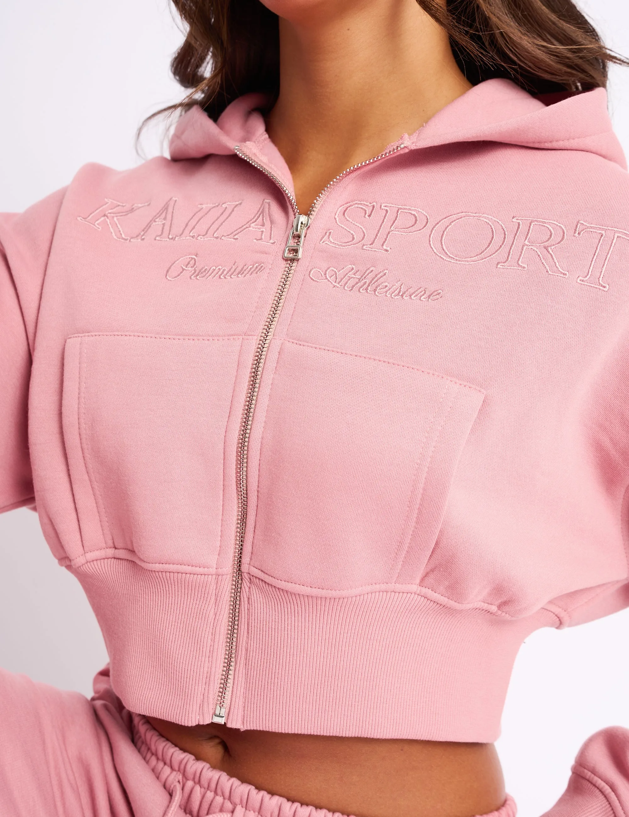 Kaiia Studio Cropped Zip Up Hoodie Blusher sold by Public Desire product image thumbnail 4