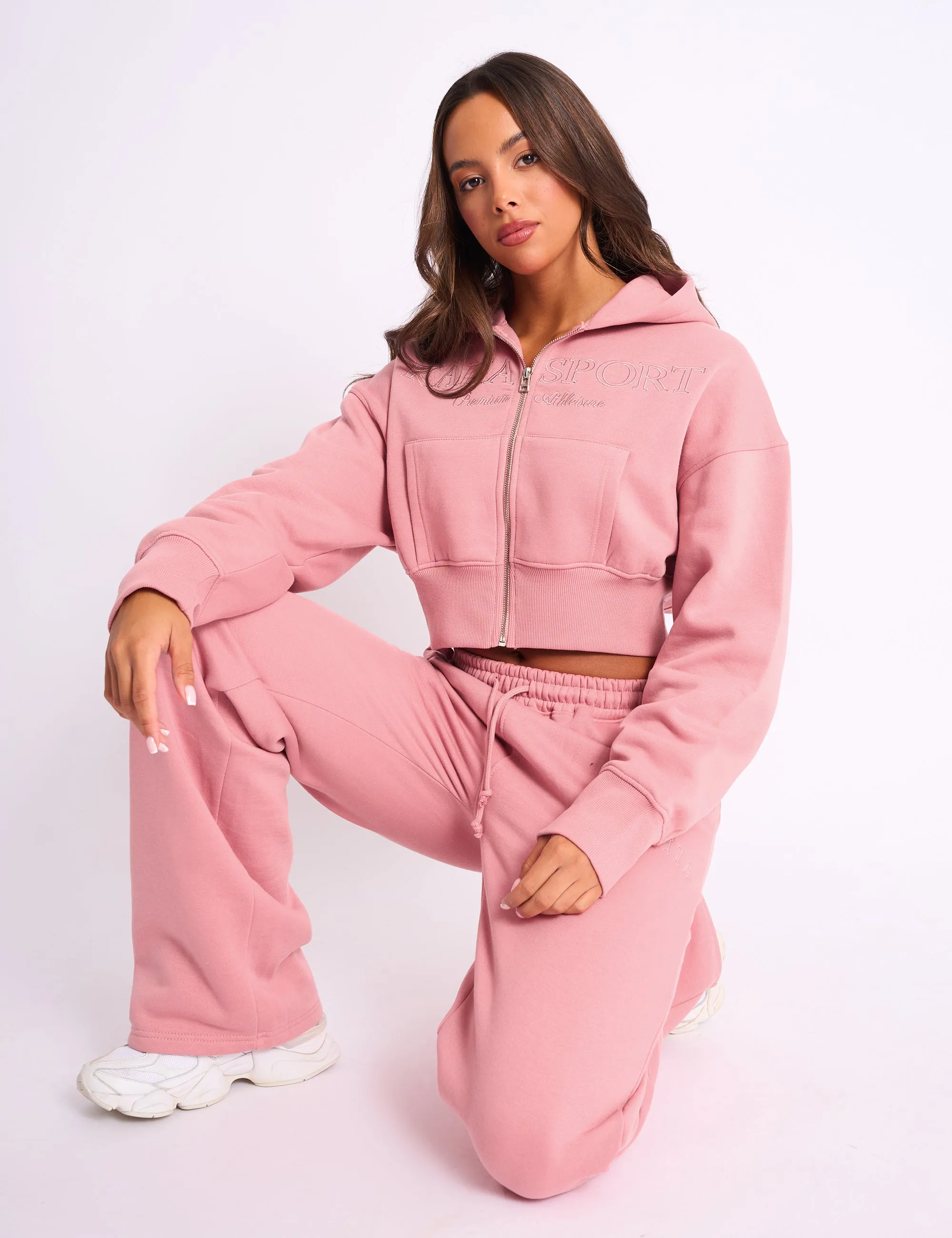 Kaiia Studio Cropped Zip Up Hoodie Blusher sold by Public Desire product image thumbnail 3