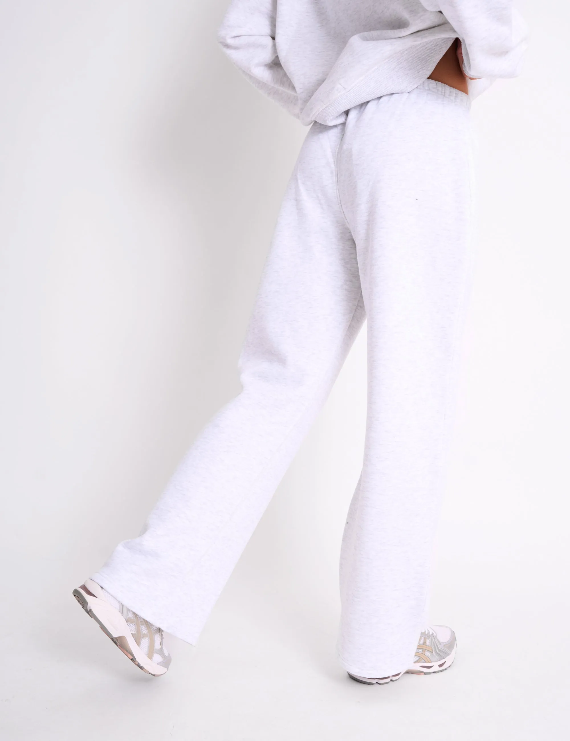 Kaiia Logo Wide Leg Joggers Light Grey Marl & Pink Contrast sold by Public Desire product image thumbnail 3