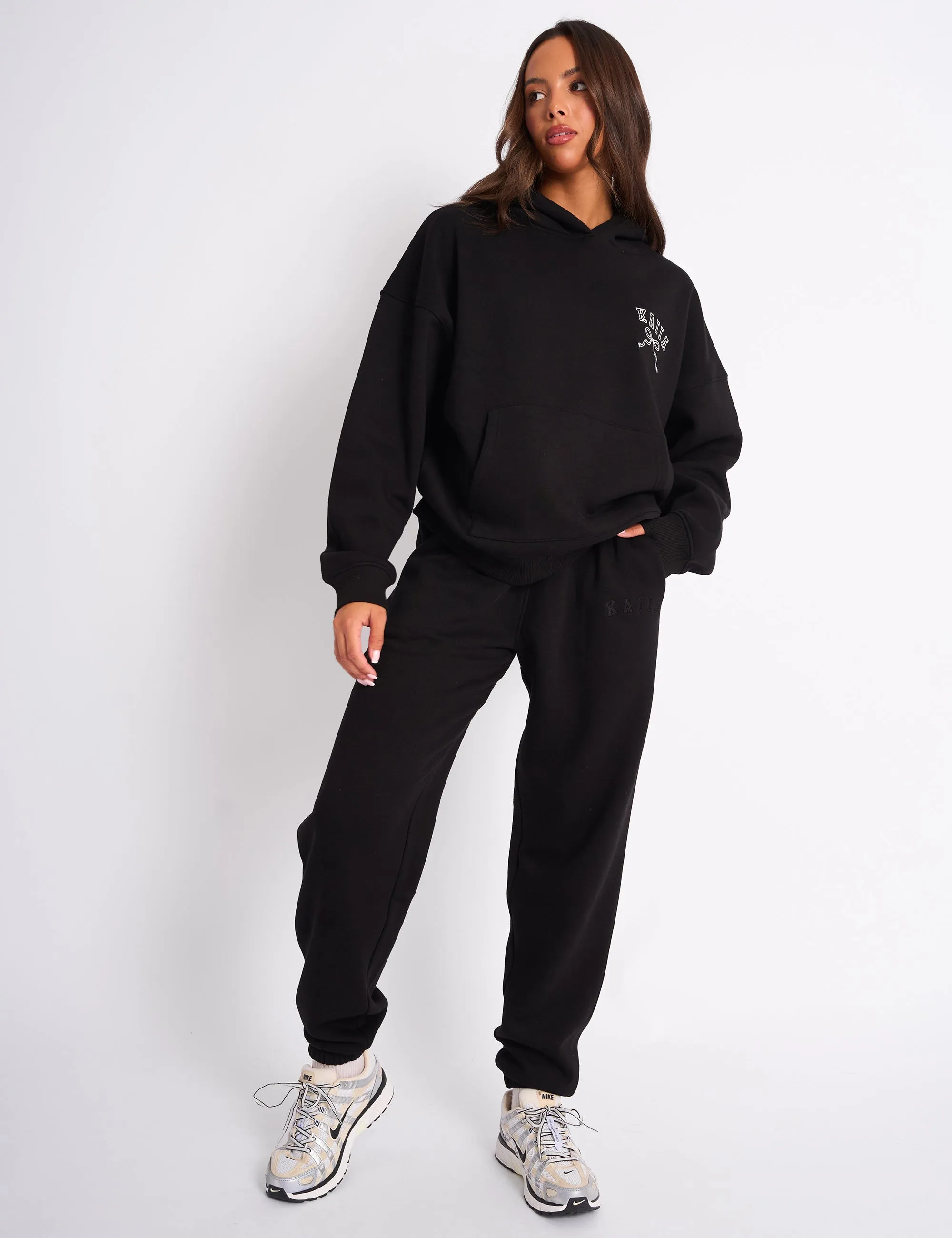 Kaiia Bow Embroidered Oversized Hoodie Black & White sold by Public Desire product image thumbnail 3