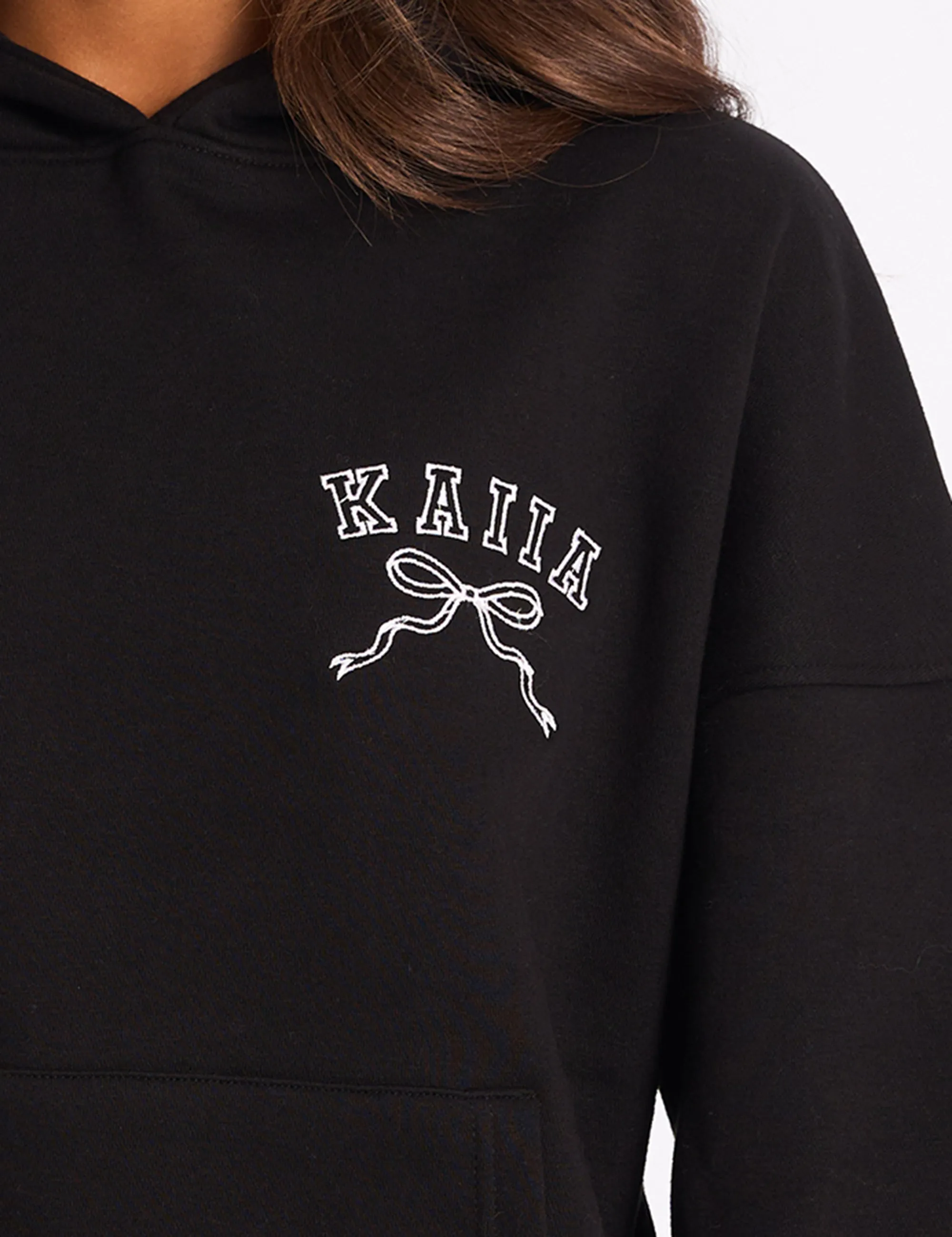 Kaiia Bow Embroidered Oversized Hoodie Black & White sold by Public Desire product image thumbnail 4