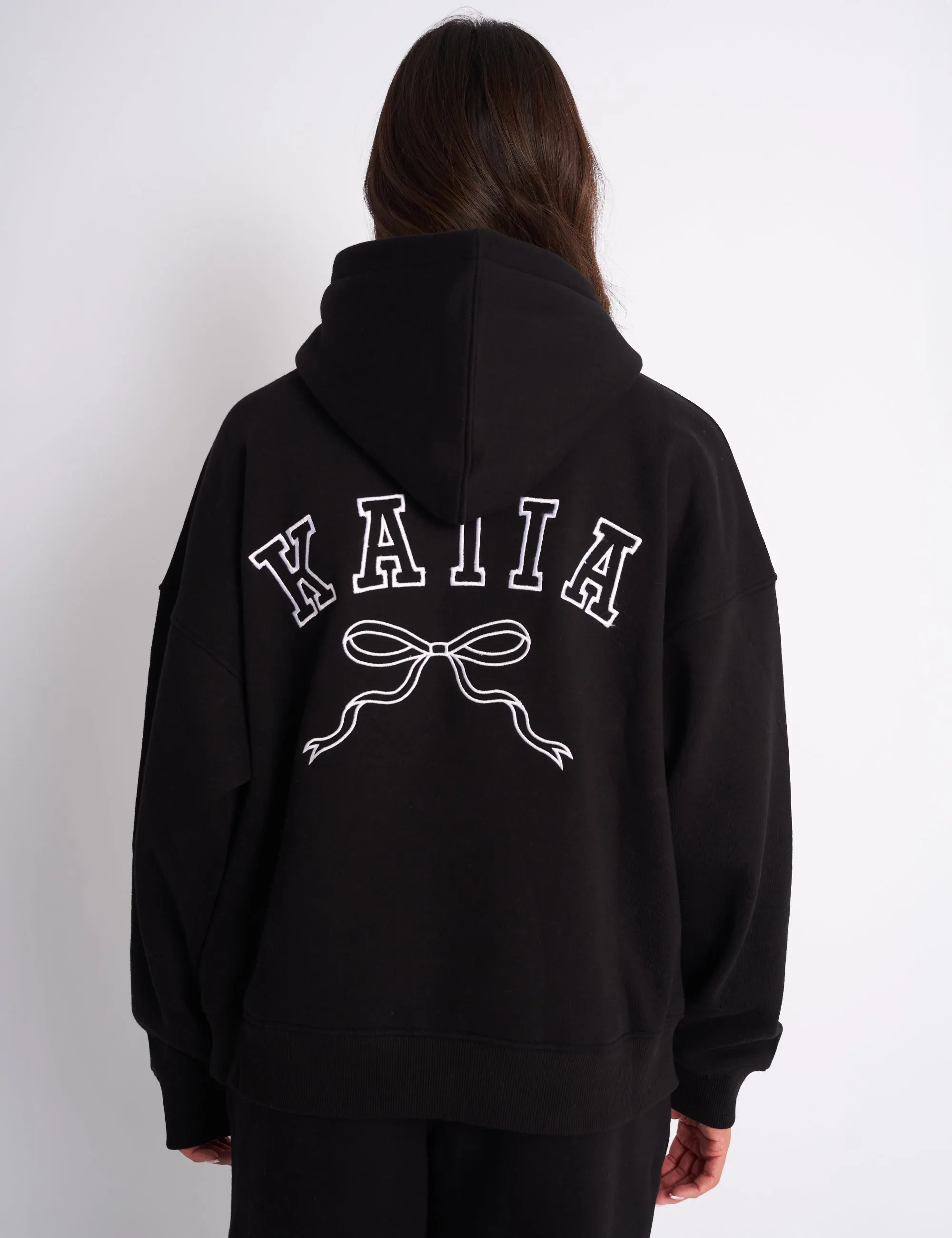 Kaiia Bow Embroidered Oversized Hoodie Black & White sold by Public Desire product image thumbnail 2