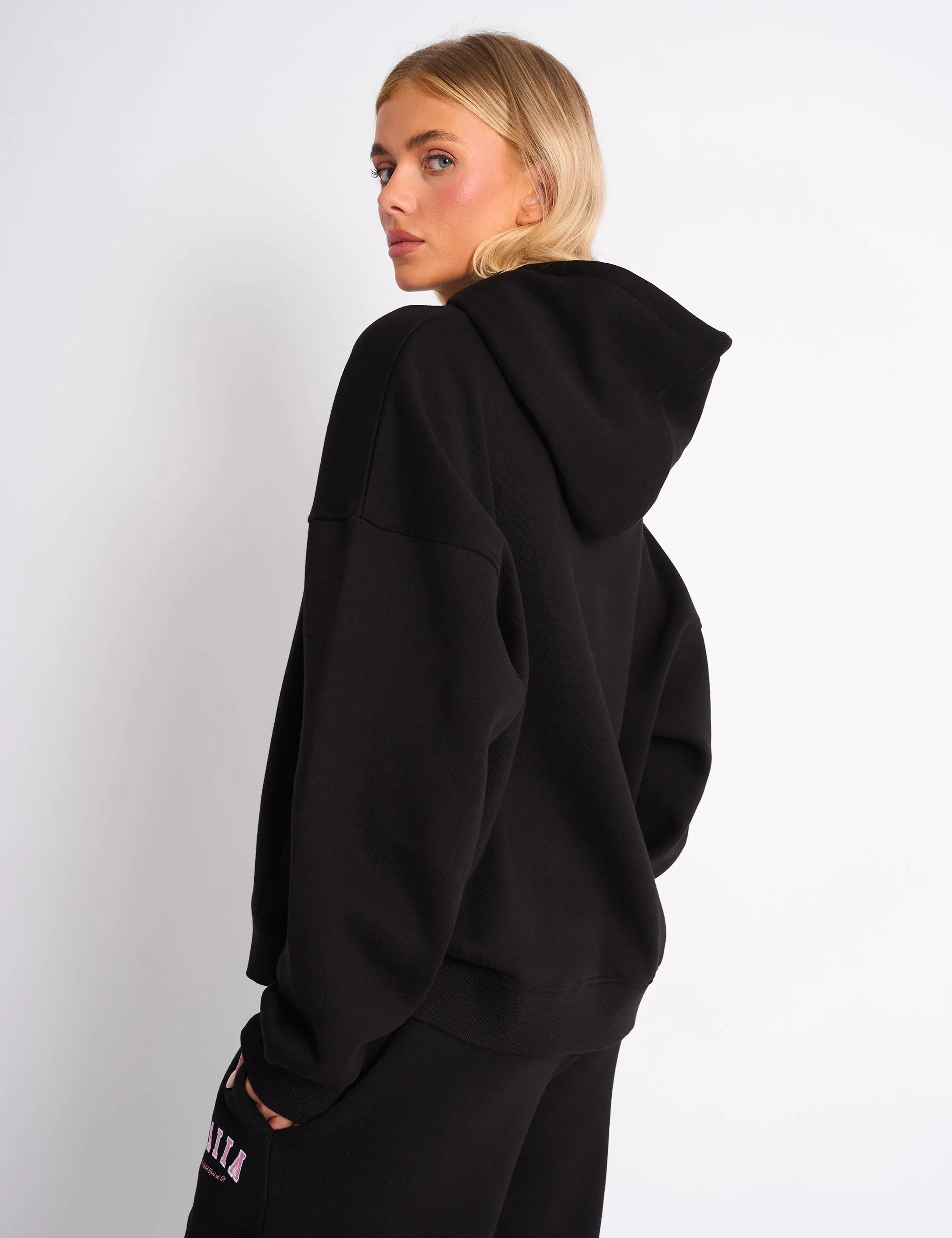 Kaiia Slogan Oversized Hoodie Black & Pink sold by Public Desire product image thumbnail 2