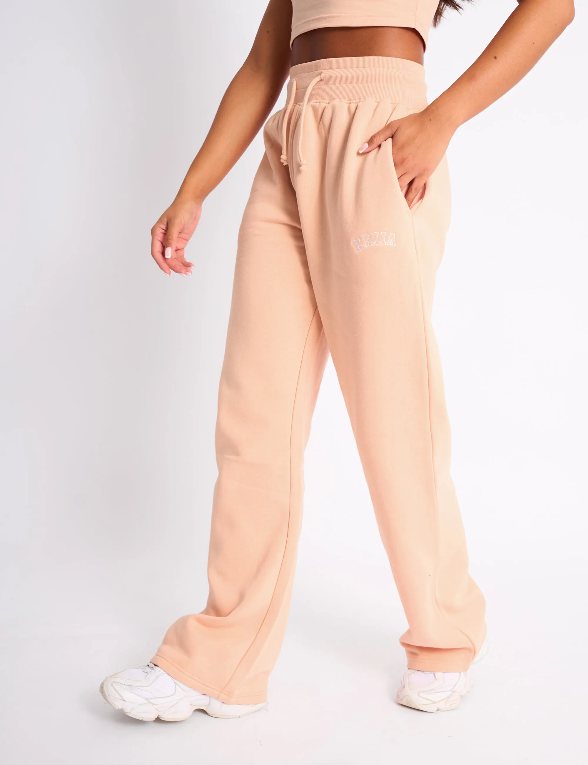 Kaiia Logo Wide Leg Joggers Apricot sold by Public Desire product image thumbnail 2