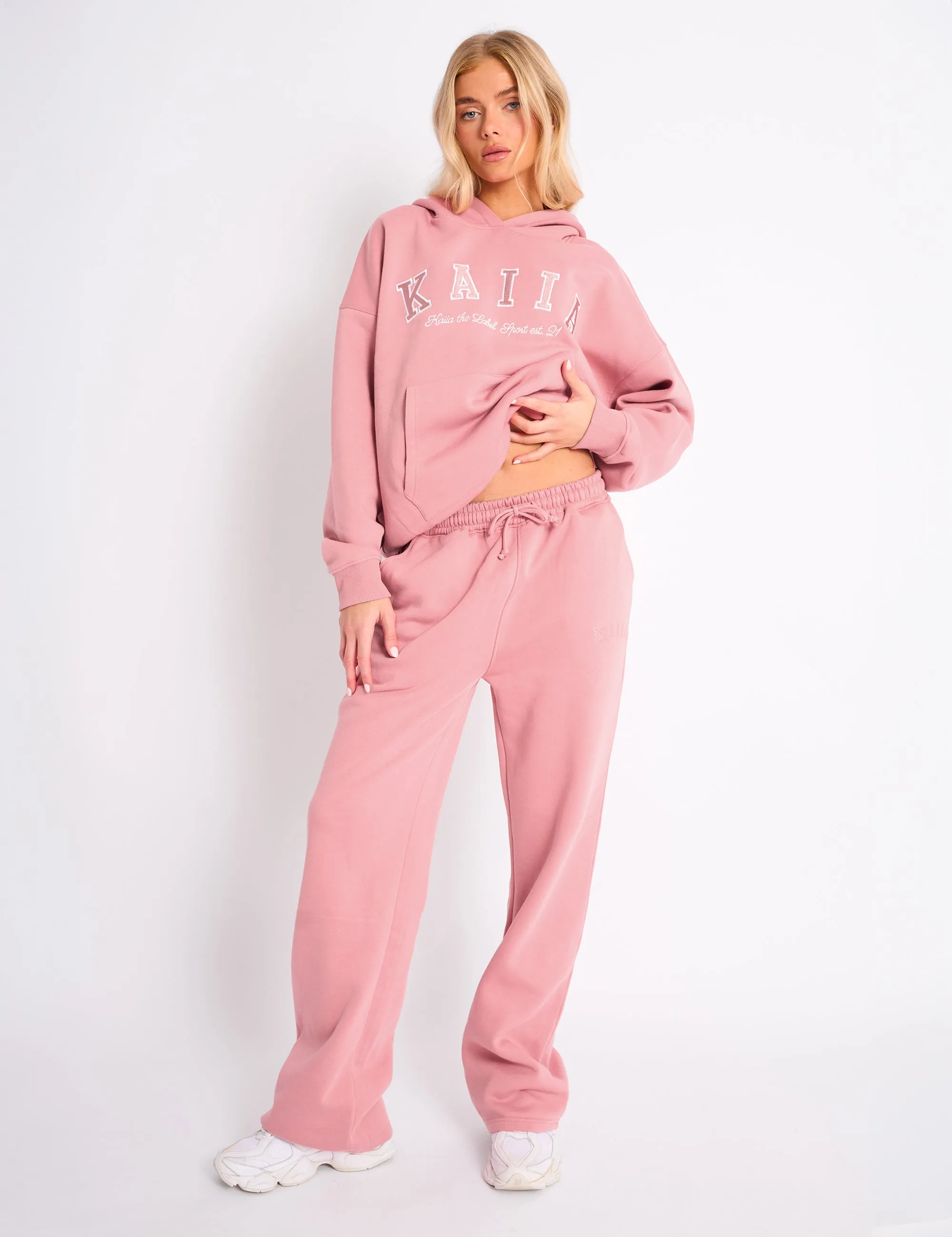 Kaiia Logo Wide Leg Jogger Blusher sold by Public Desire