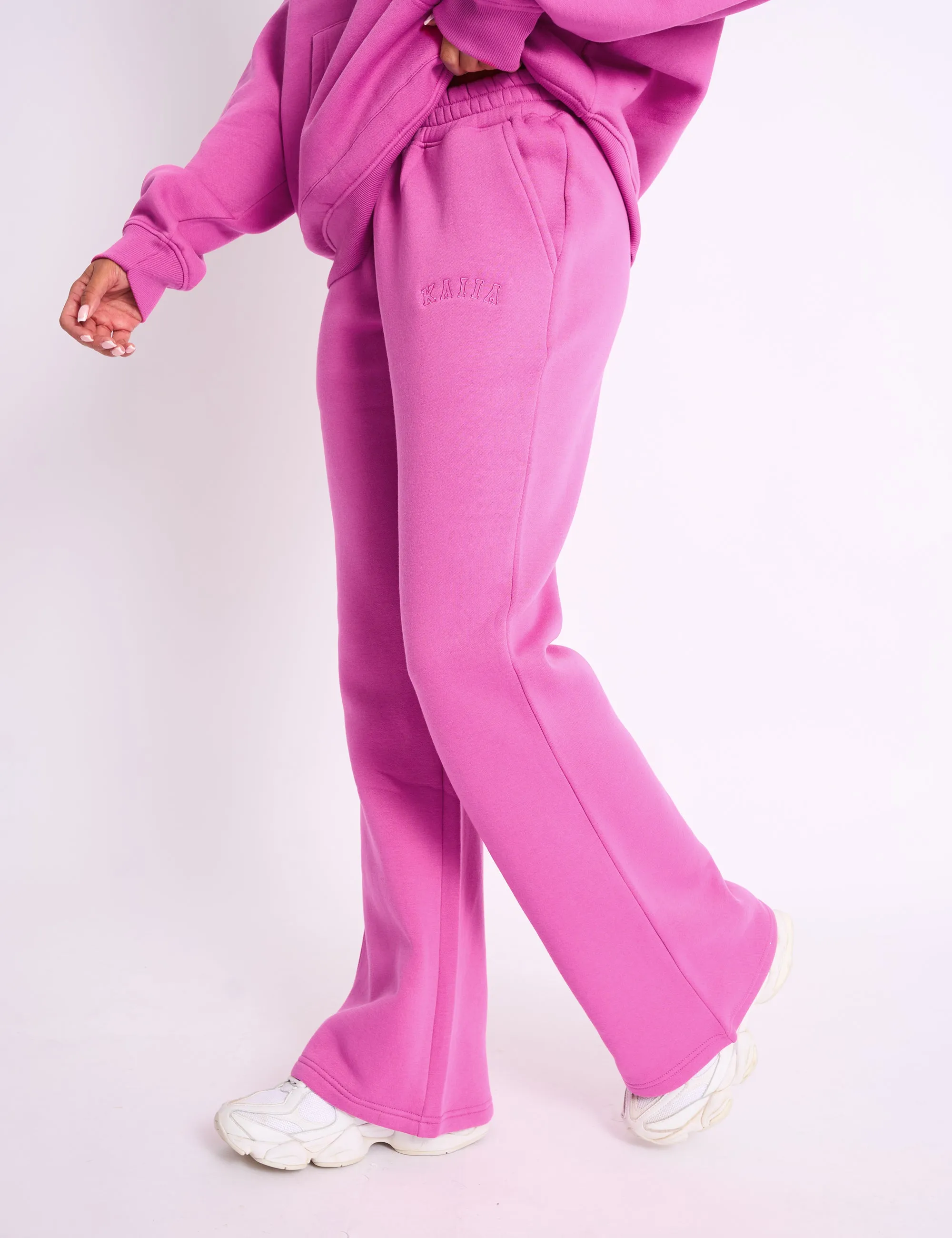Kaiia Logo Wide Leg Joggers Bubblegum Pink sold by Public Desire product image thumbnail 2