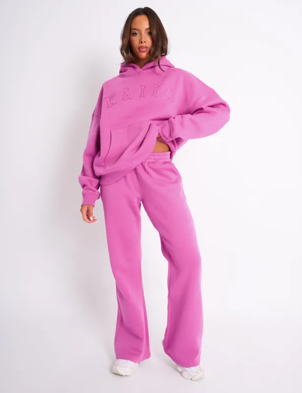 Kaiia Logo Wide Leg Joggers Bubblegum Pink sold by Public Desire