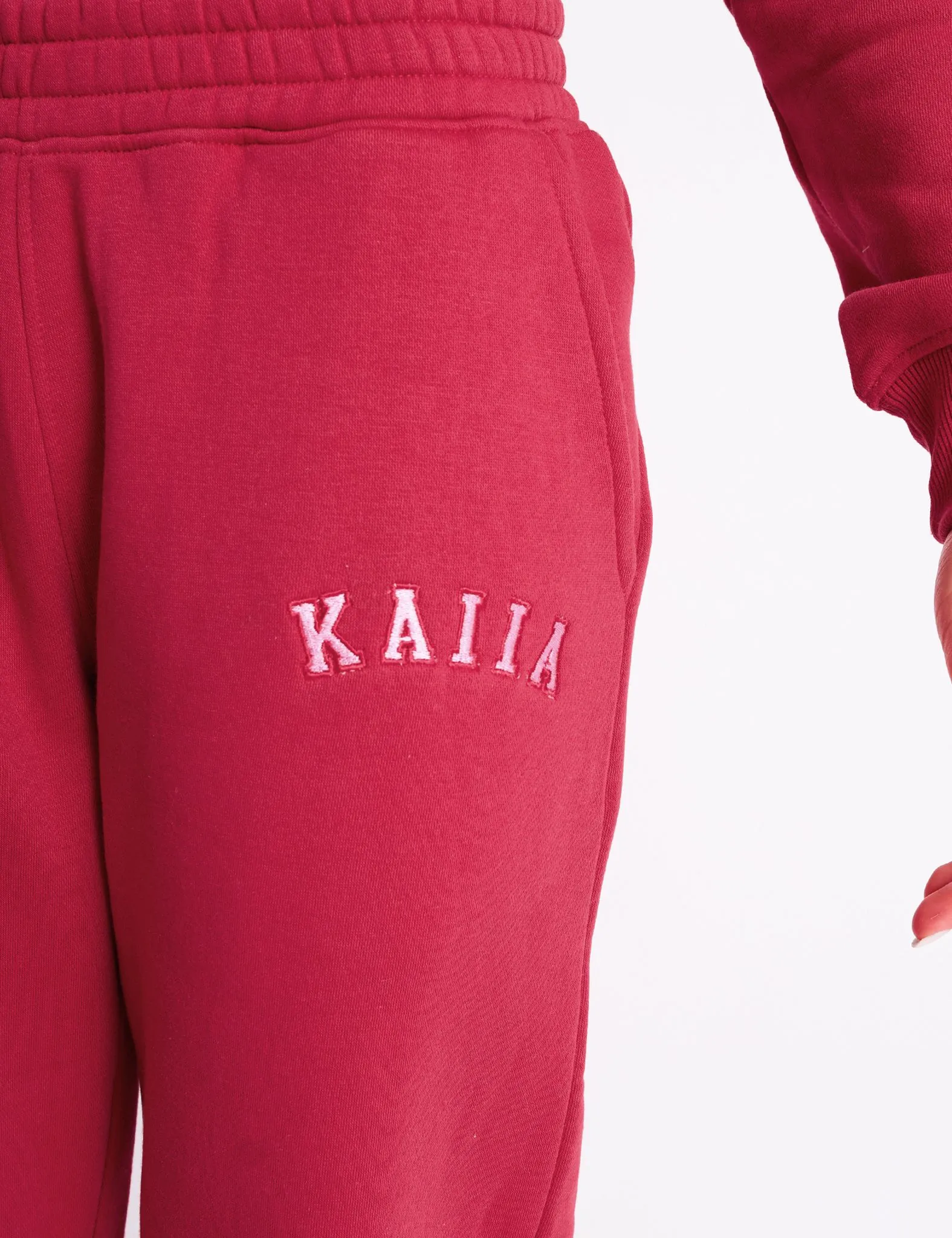 Kaiia Logo Wide Leg Joggers Cranberry & Pink sold by Public Desire product image thumbnail 4