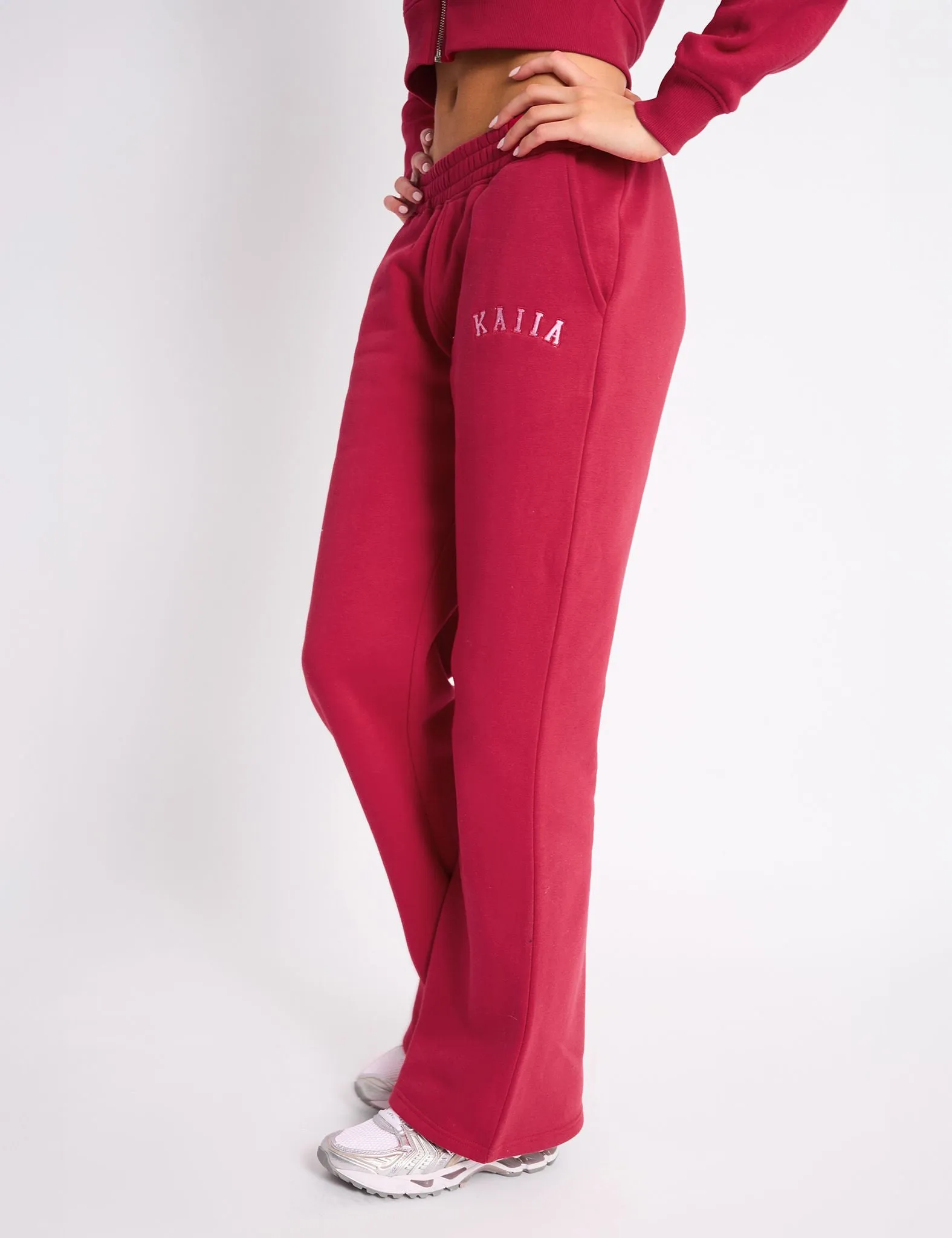 Kaiia Logo Wide Leg Joggers Cranberry & Pink sold by Public Desire product image thumbnail 2
