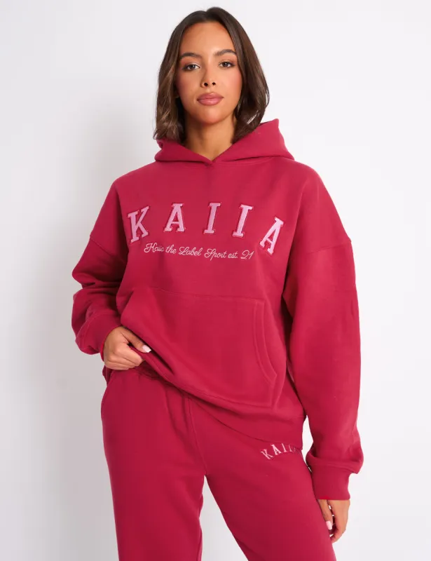Kaiia Slogan Oversized Hoodie Cranberry & Pink sold by Public Desire