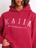 Kaiia Slogan Oversized Hoodie Cranberry & Pink sold by Public Desire