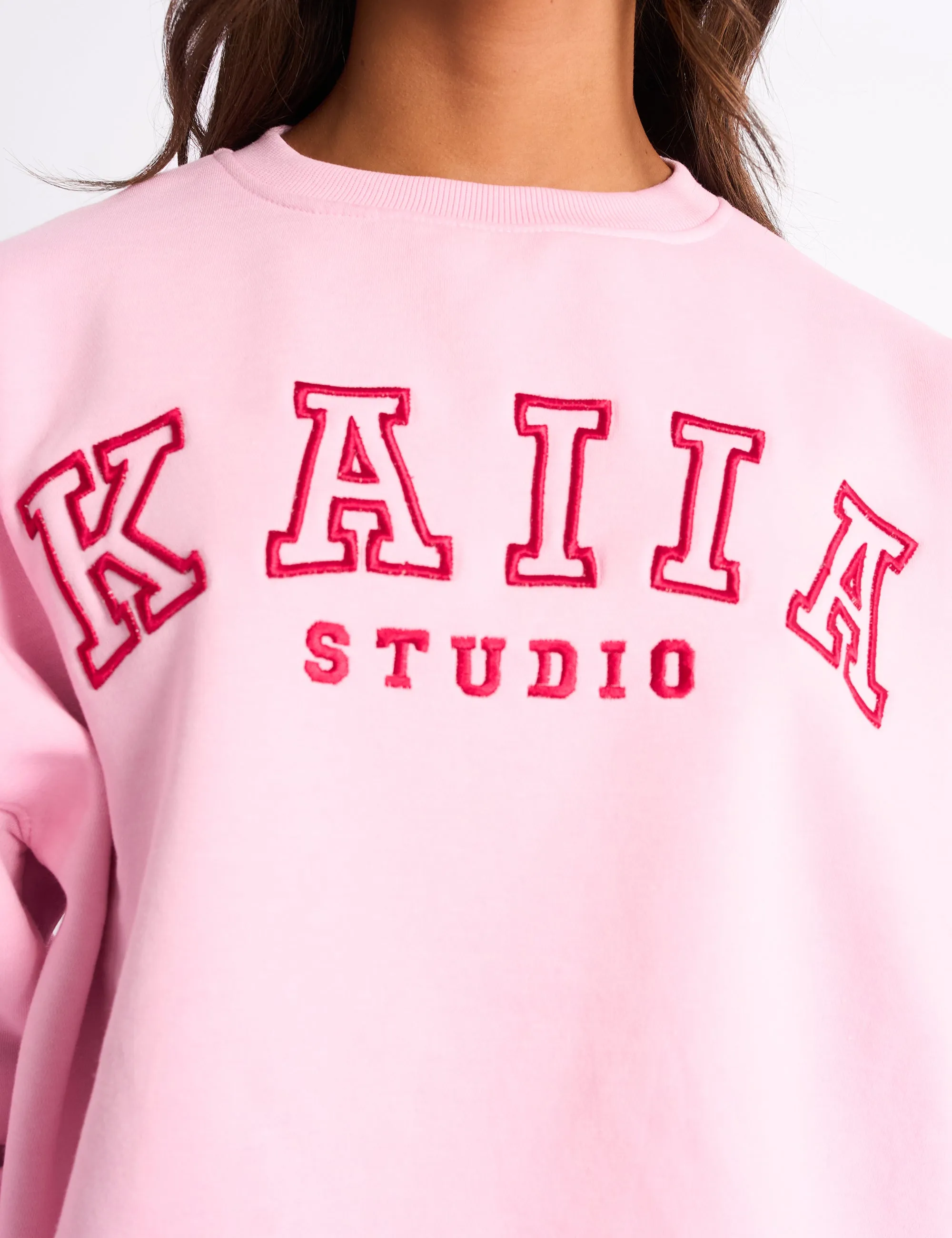 Kaiia Sport Oversized Sweatshirt Baby Pink & Red sold by Public Desire product image thumbnail 4