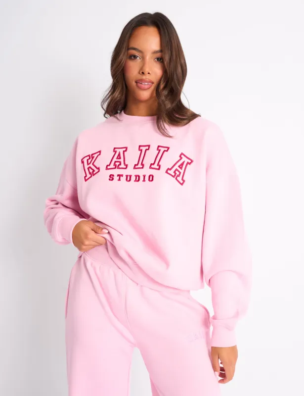 Kaiia Sport Oversized Sweatshirt Baby Pink & Red sold by Public Desire
