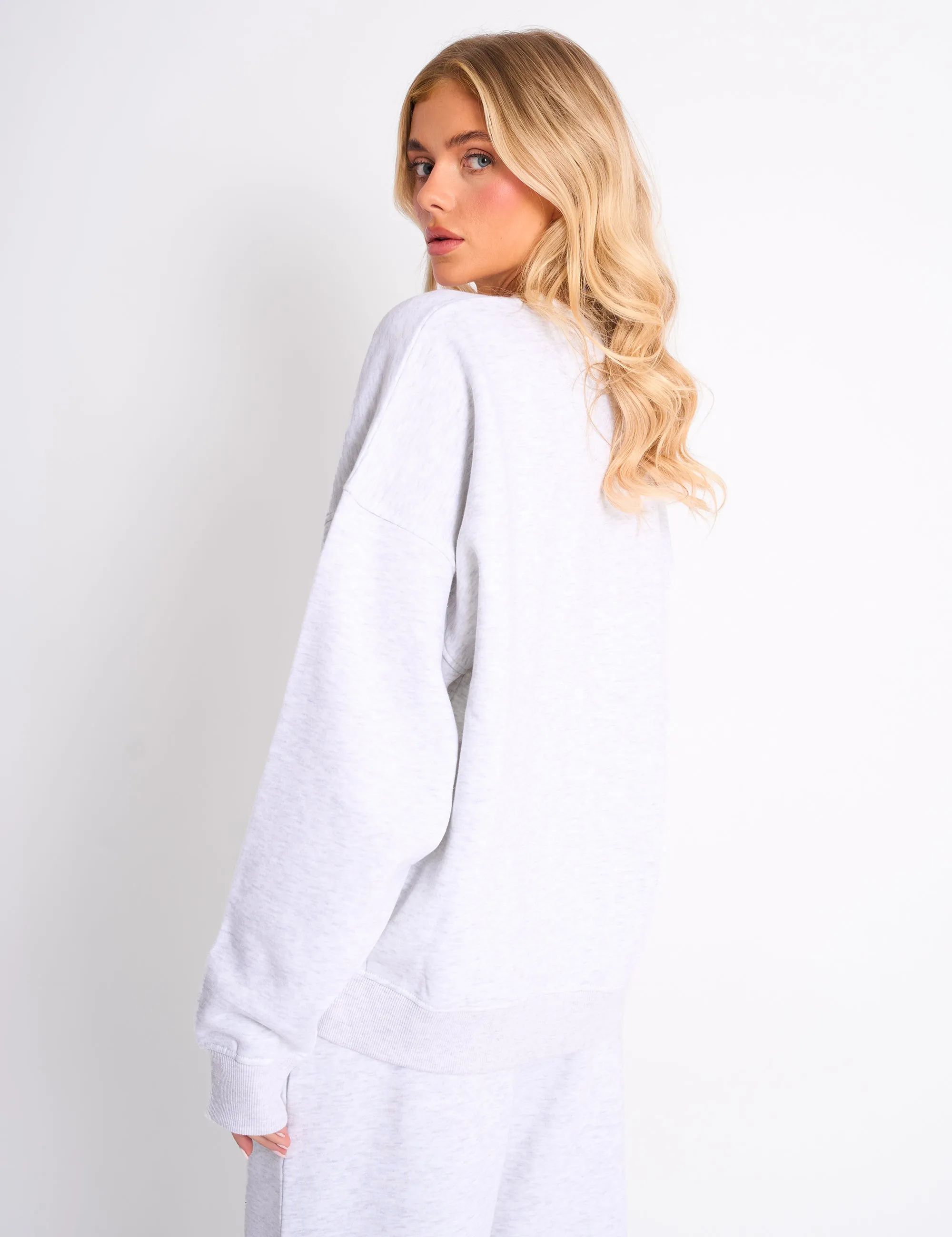 Kaiia Slogan Oversized Sweatshirt Light Grey Marl & Pink Contrast sold by Public Desire product image thumbnail 2