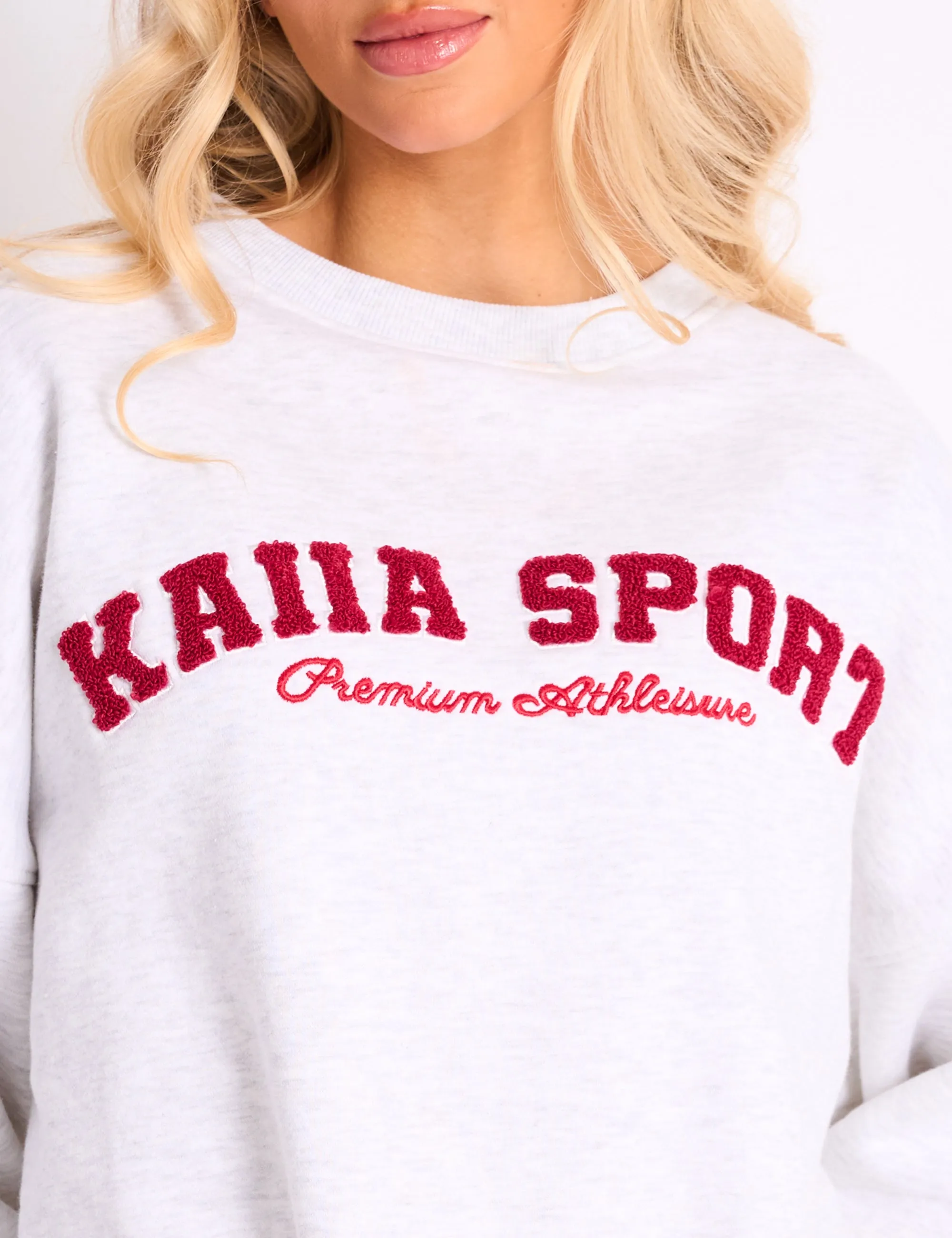 Kaiia Sport Oversized Sweatshirt Grey Marl & Red sold by Public Desire product image thumbnail 4