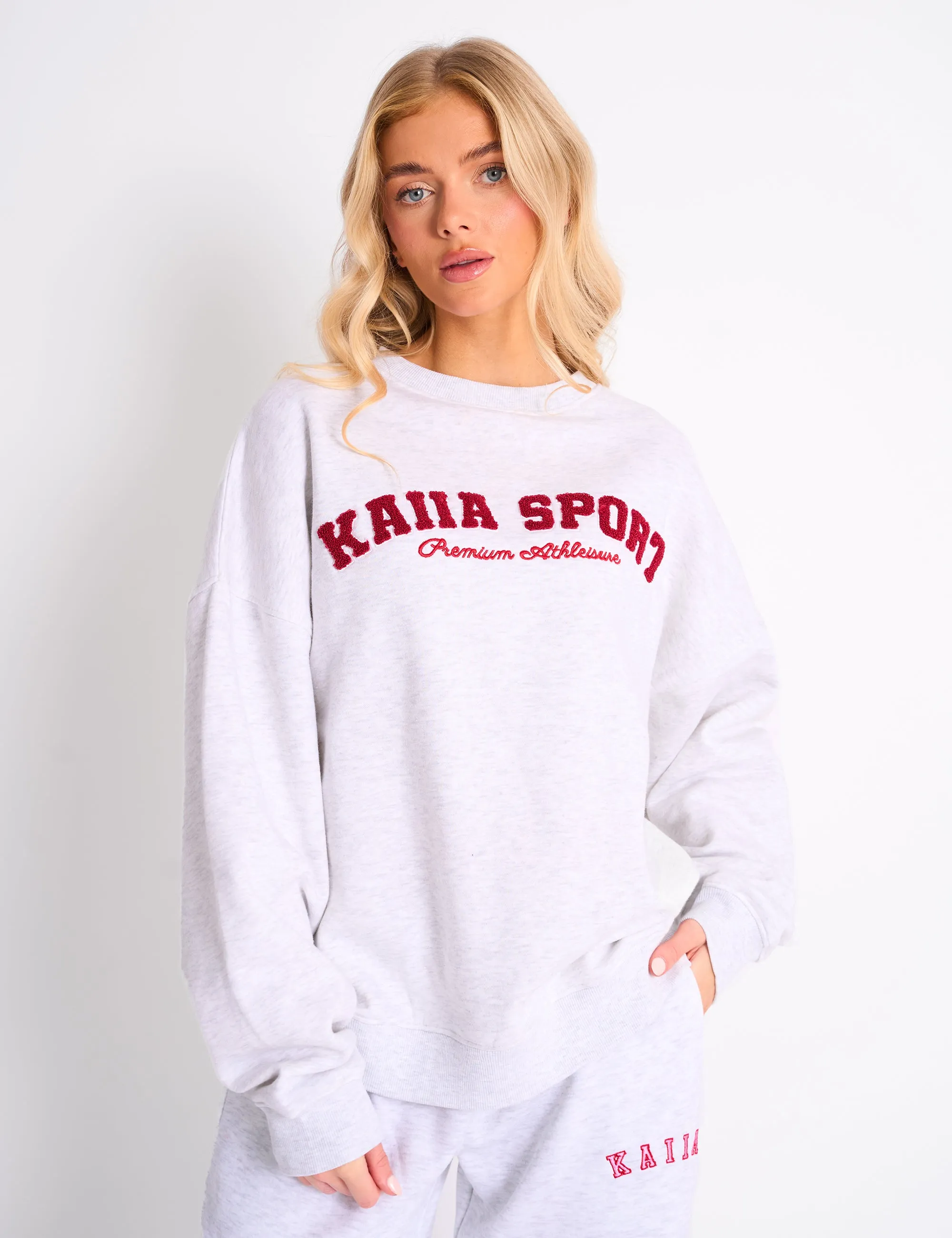 Kaiia Sport Oversized Sweatshirt Grey Marl & Red sold by Public Desire