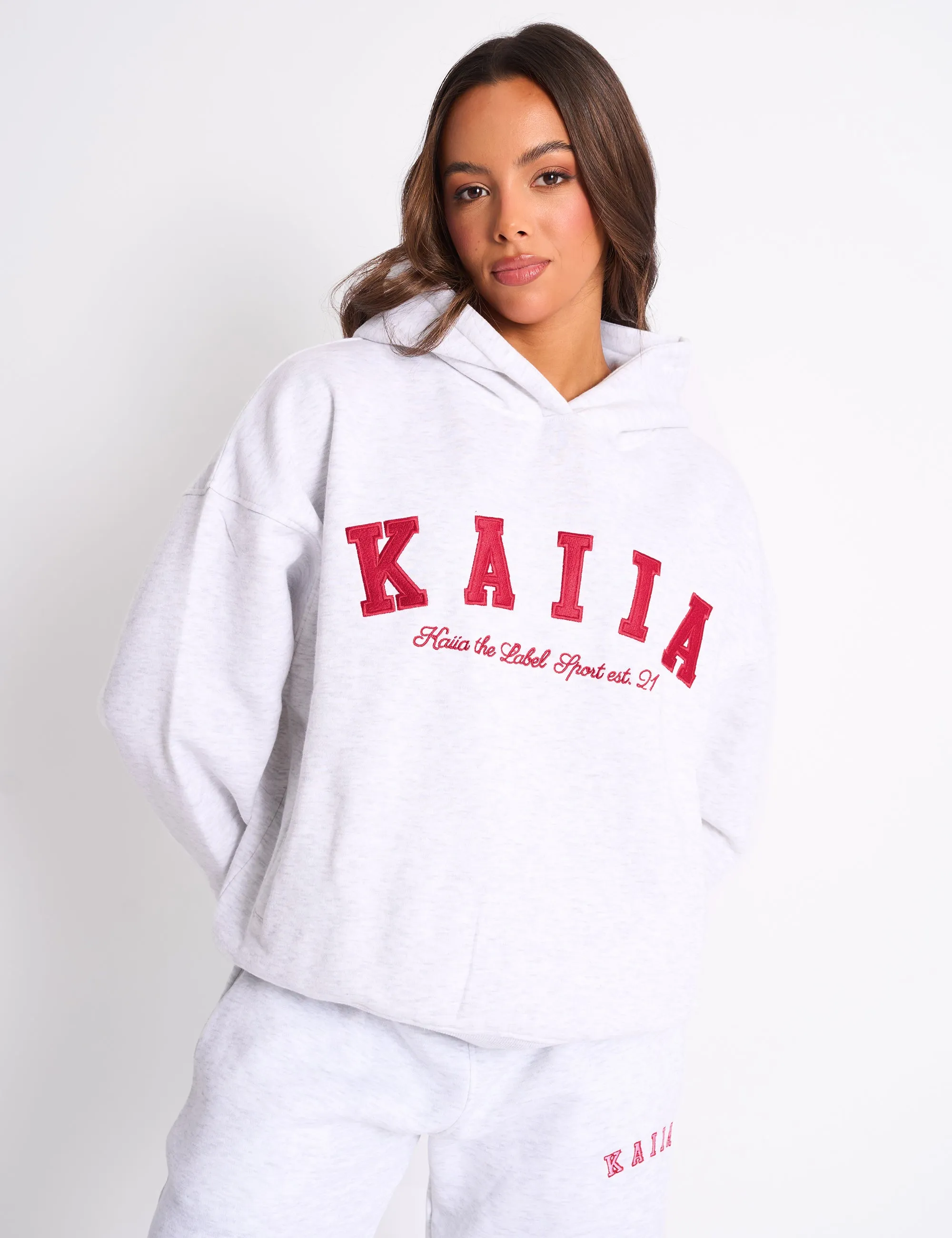 Kaiia Sport Oversized Hoodie Grey Marl & Red sold by Public Desire