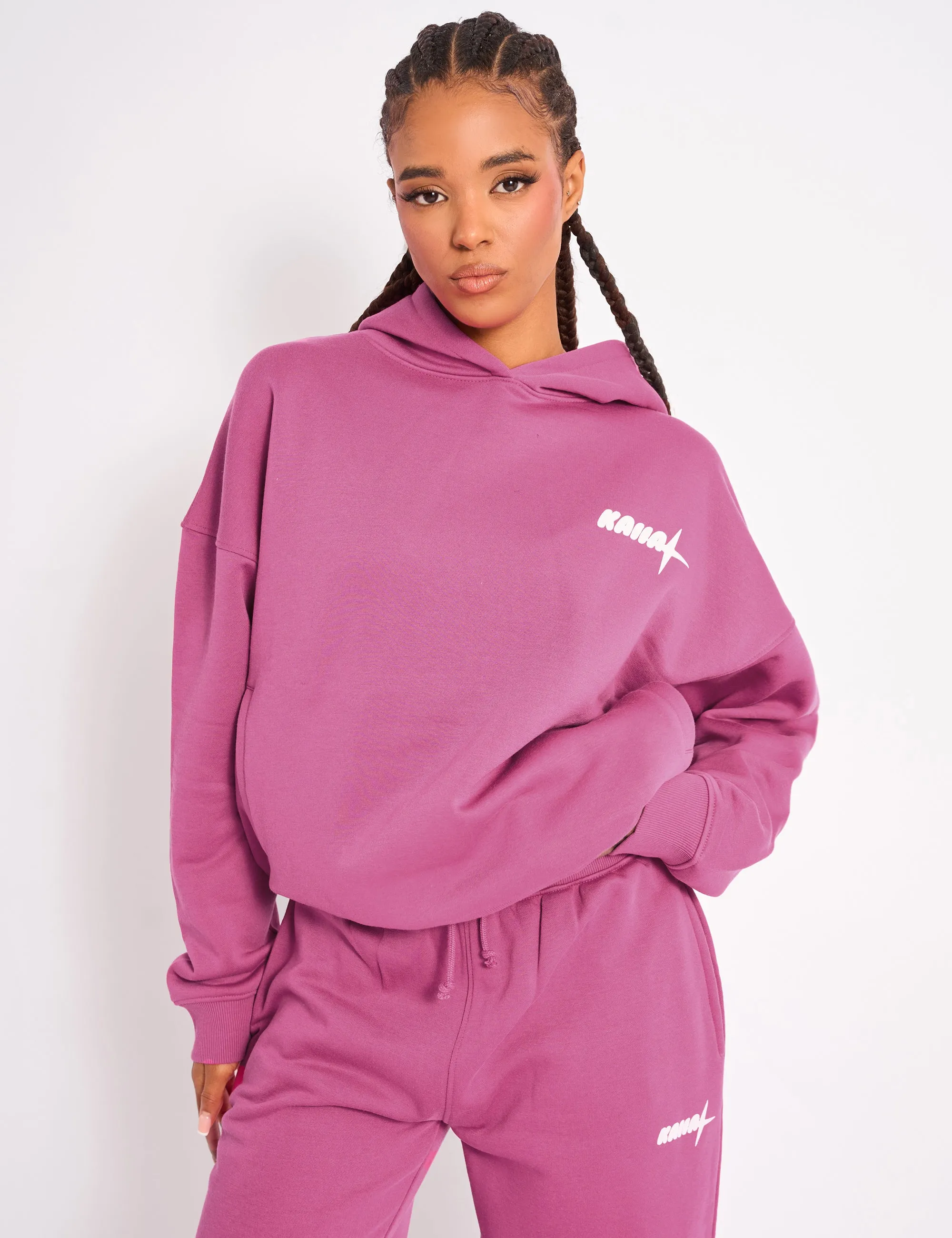 Kaiia Star Graphic Oversized Hoodie Hot Pink sold by Public Desire
