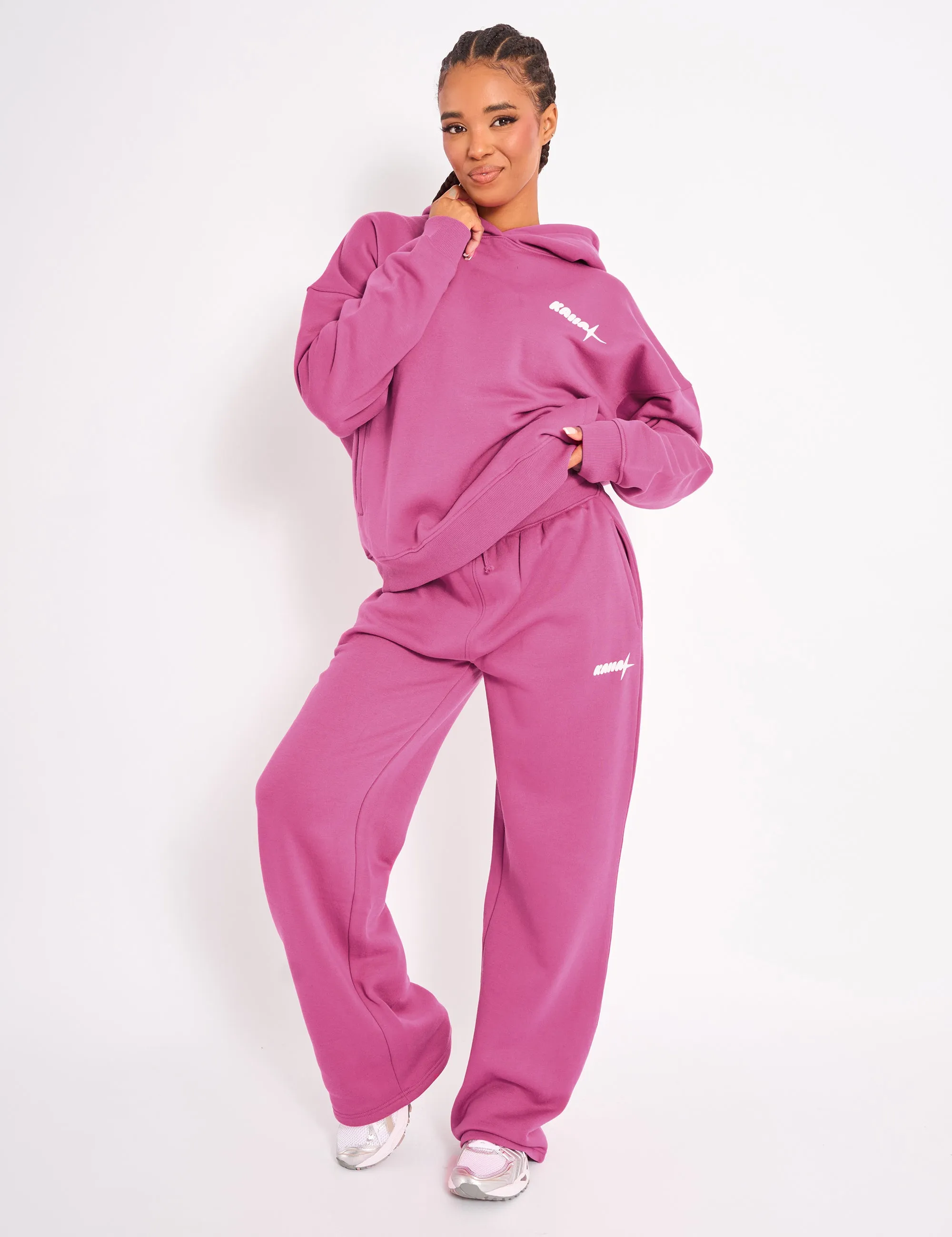 Kaiia Star Wide Leg Joggers Hot Pink sold by Public Desire