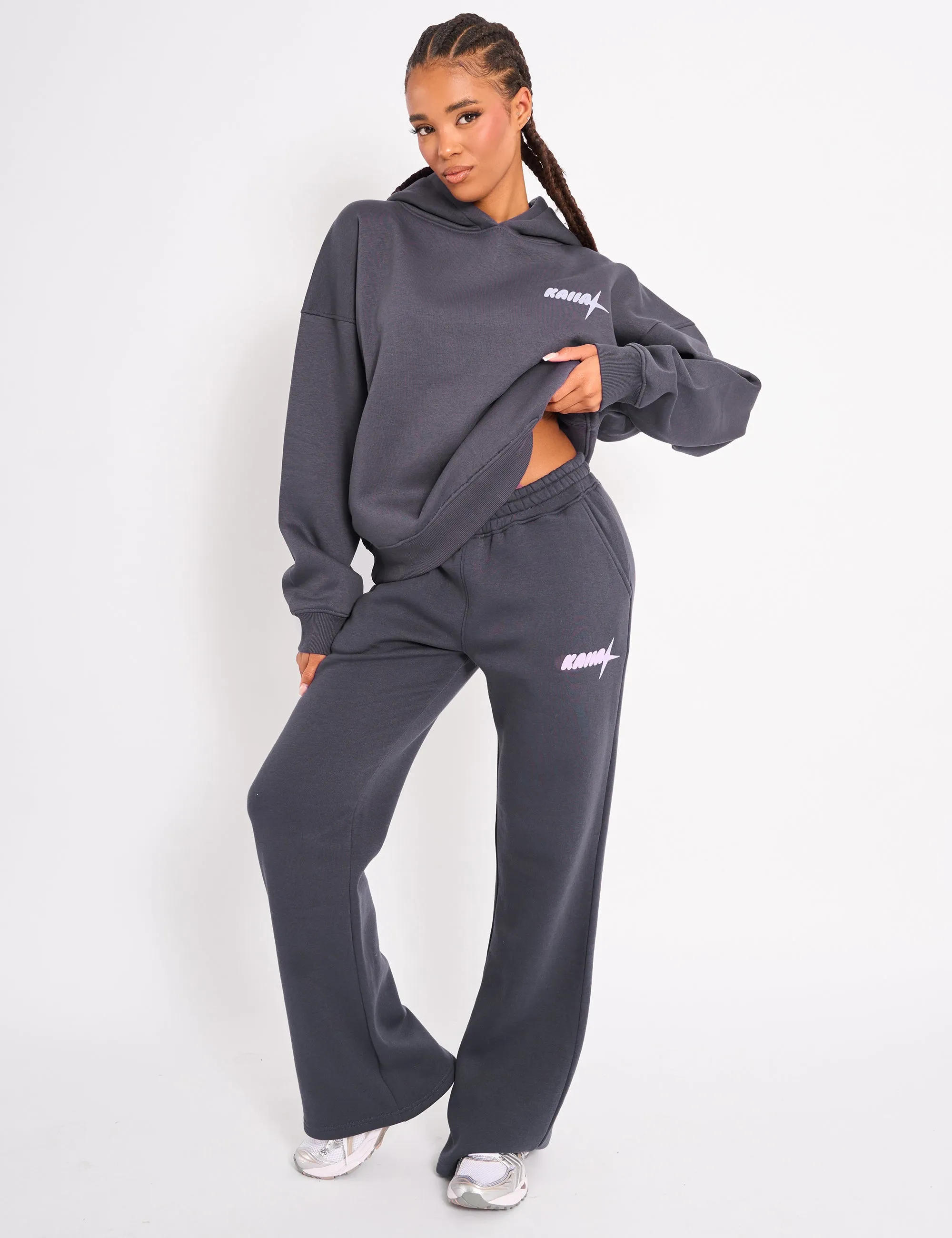 Kaiia Star Wide Leg Joggers Charcoal sold by Public Desire