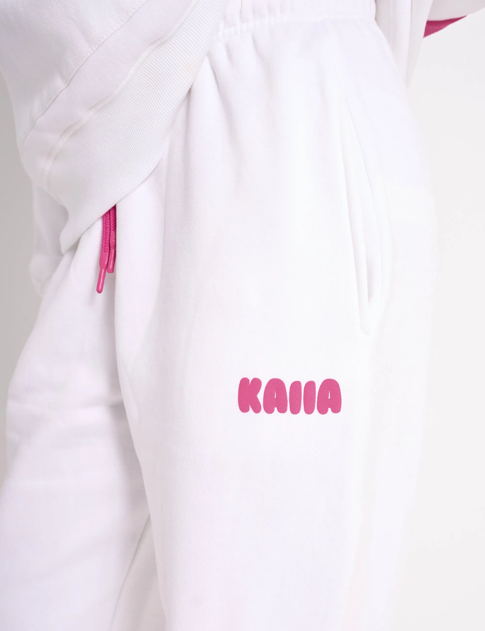 Kaiia Bubble Logo Cuffed Joggers White & Hot Pink sold by Public Desire product image thumbnail 4