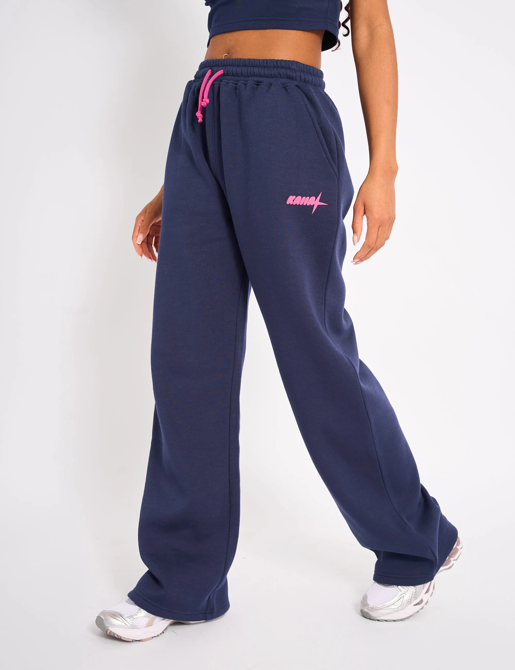 Kaiia Star Wide Leg Joggers Navy & Pink sold by Public Desire product image thumbnail 2