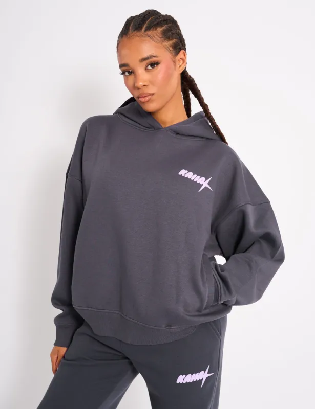 Kaiia Star Ombre Graphic Oversized Hoodie Charcoal sold by Public Desire