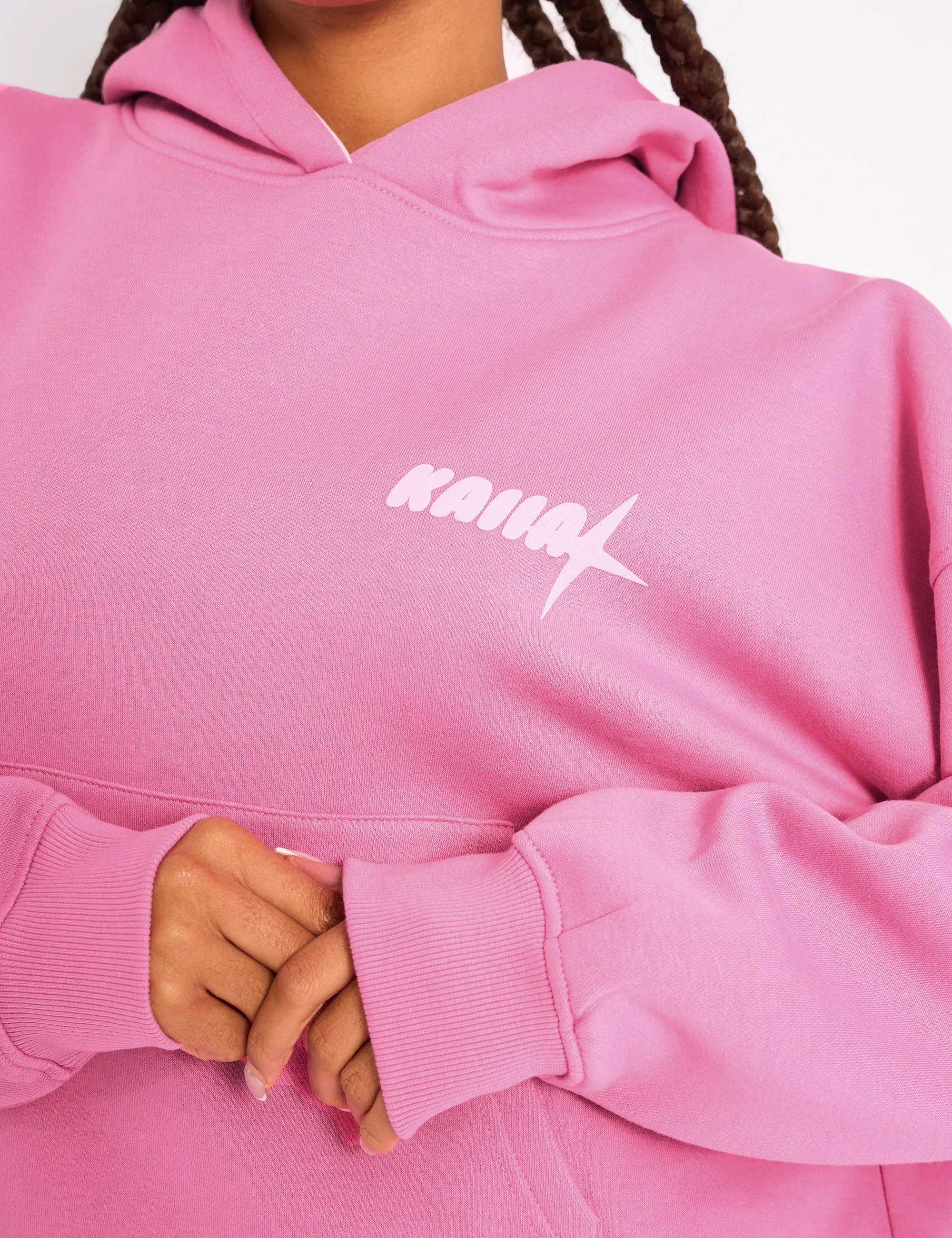 Kaiia Star Contrast Hood Oversized Hoodie Pink sold by Public Desire product image thumbnail 4