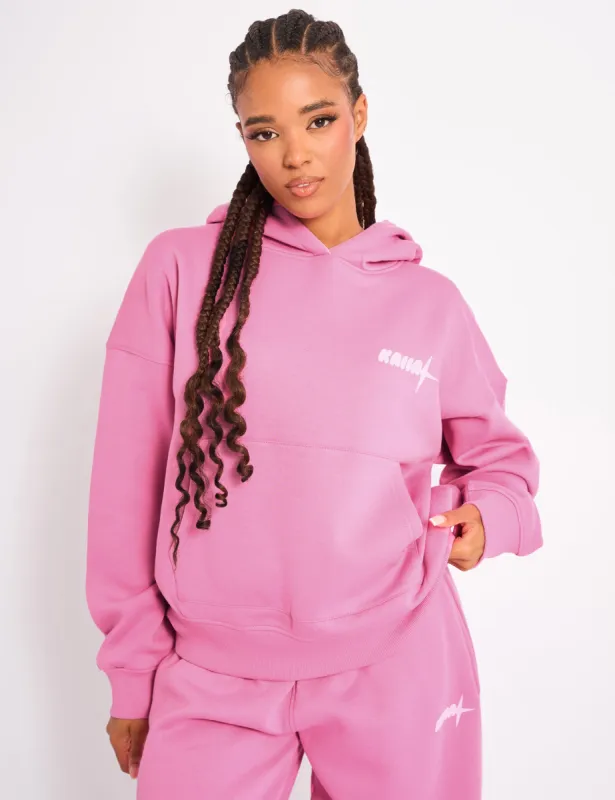 Kaiia Star Contrast Hood Oversized Hoodie Pink sold by Public Desire